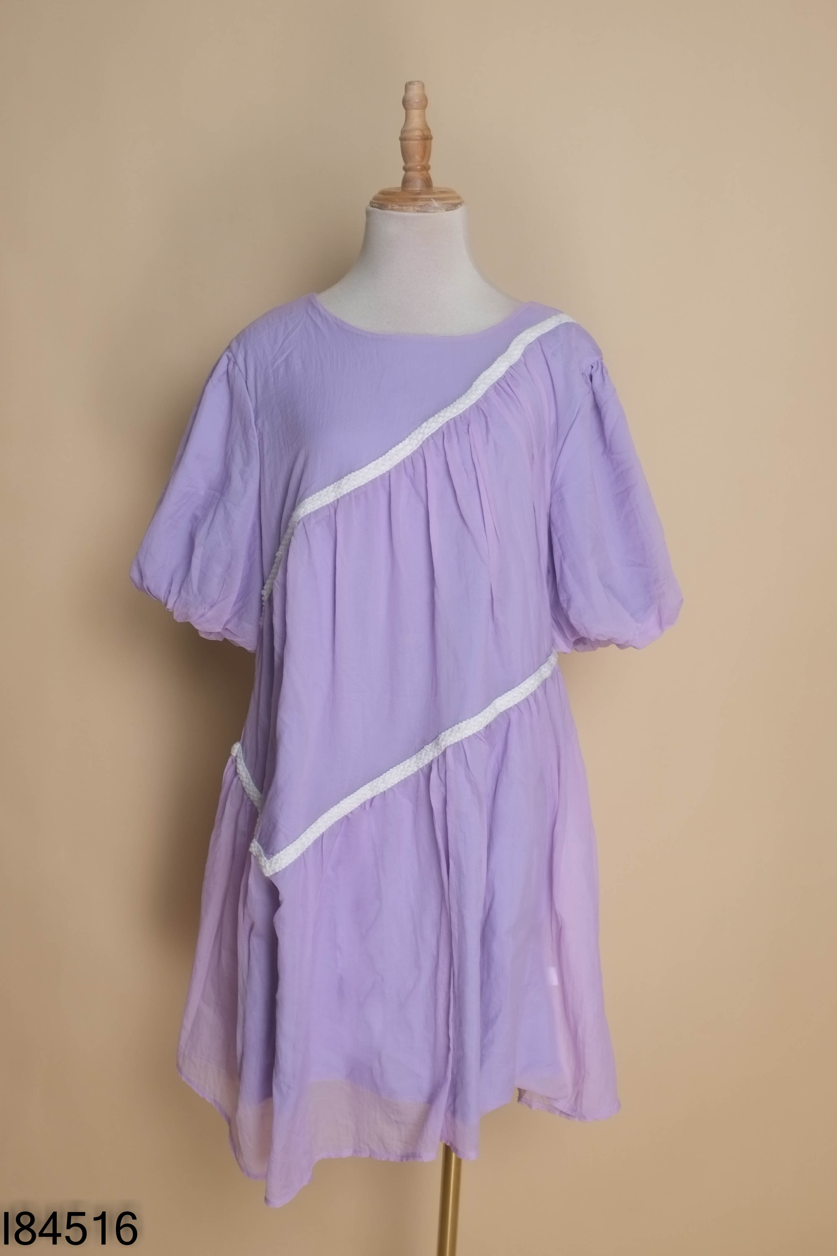 Váy babydoll tím cổ tròn
