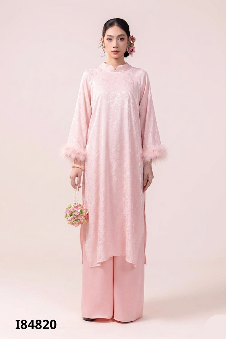 SET áo dài hồng lông+ quần