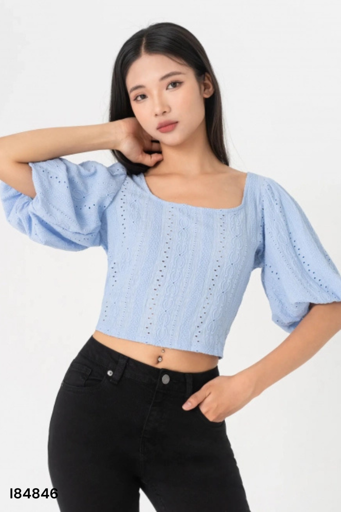 Áo CANIFA xanh tay phồng