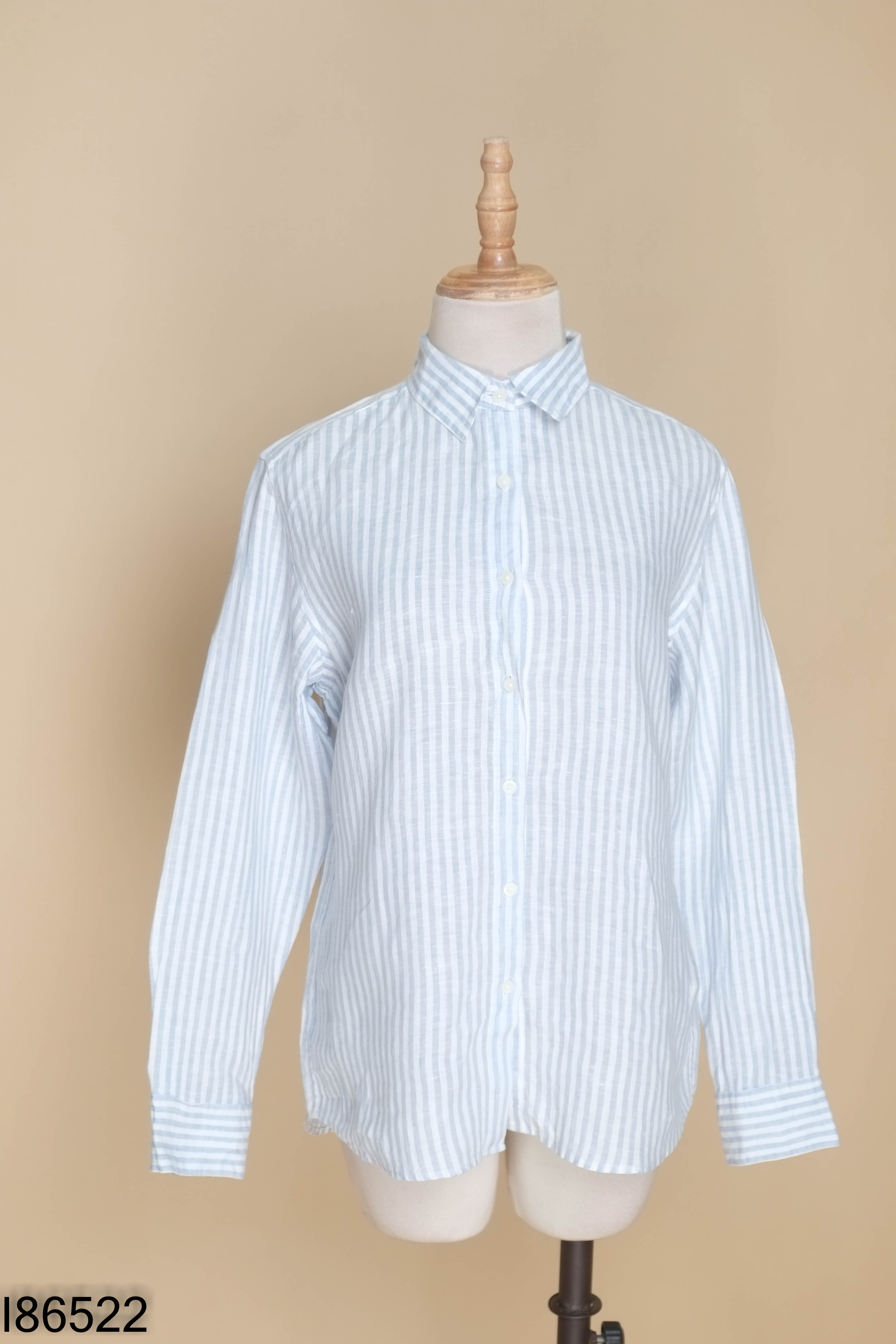 Áo sơ mi linen UNIQLO xanh sọc