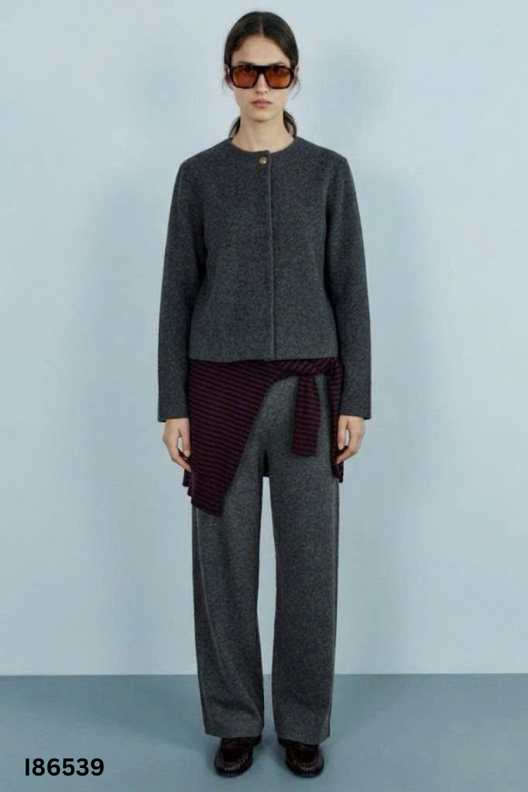 Áo len cardigan xám ZARA trơn