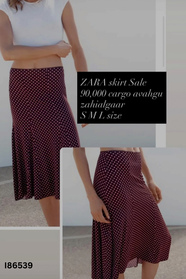 NEWTAG Chân váy ZARA nâu chấm bi hồng