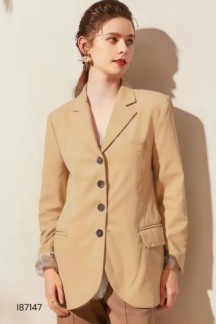 Áo blazer nâu tay dài