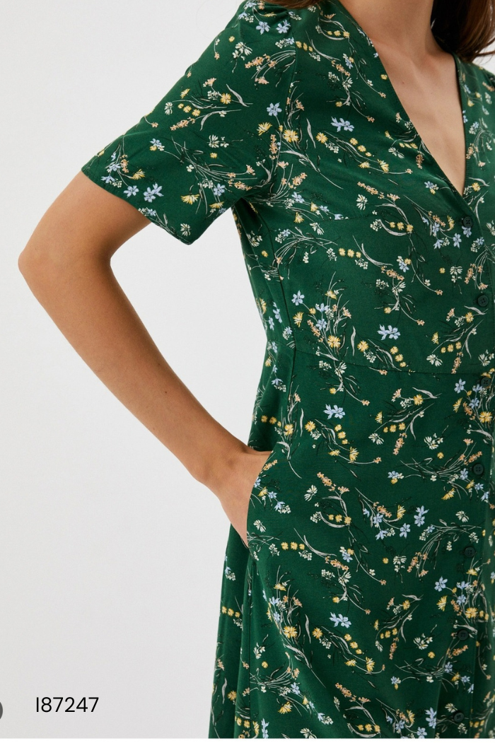 I8724711842-Váy xanh UNIQLO họa tiết hoa nhí