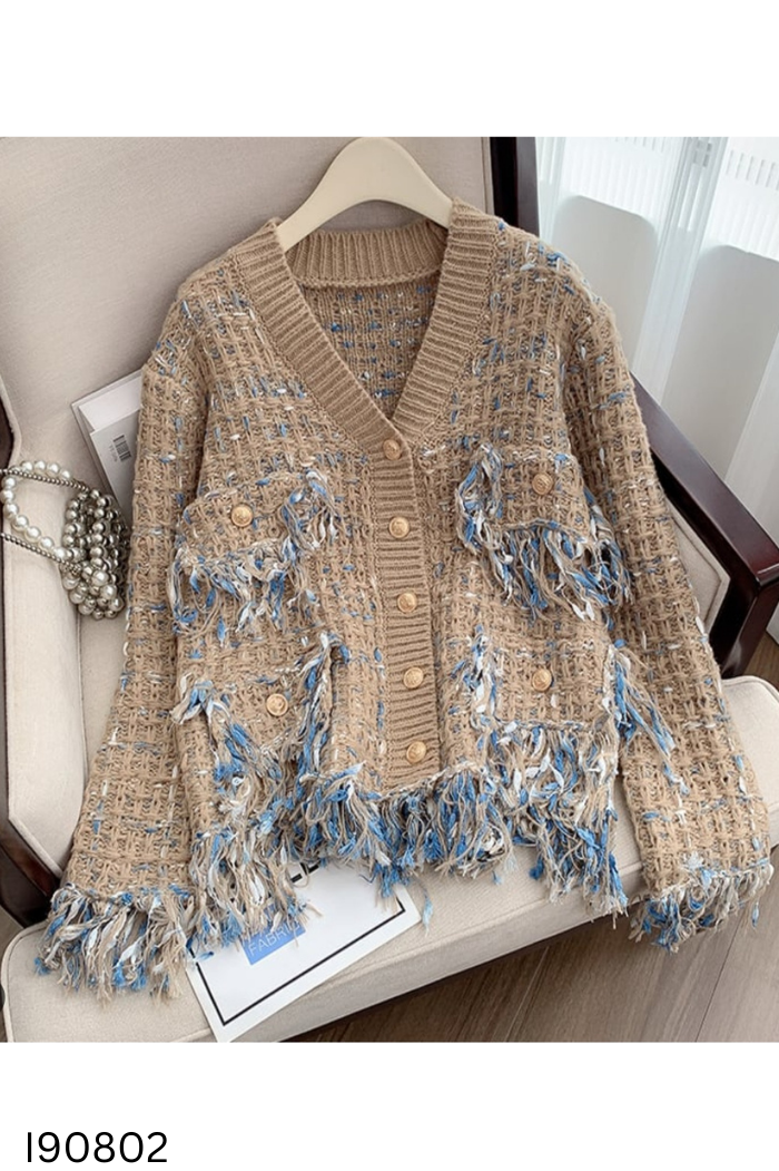 Áo len cardigan nâu MARIE phối cúc sáng