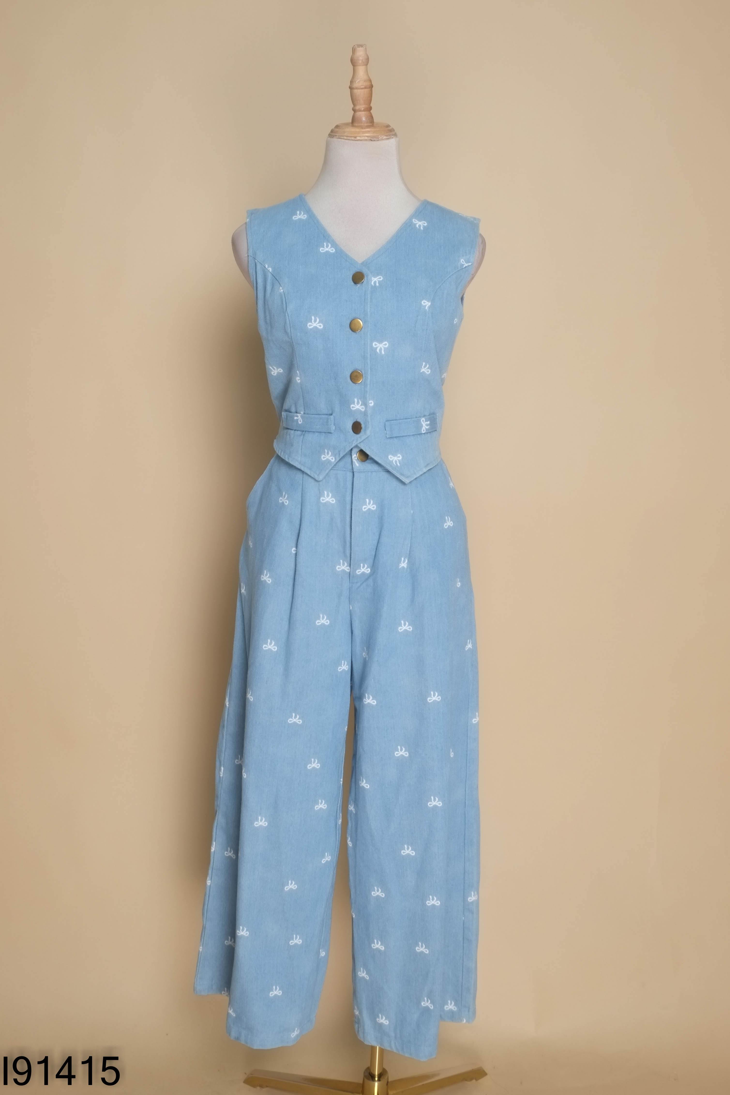 Set ELVES jeans xanh áo gile + quần