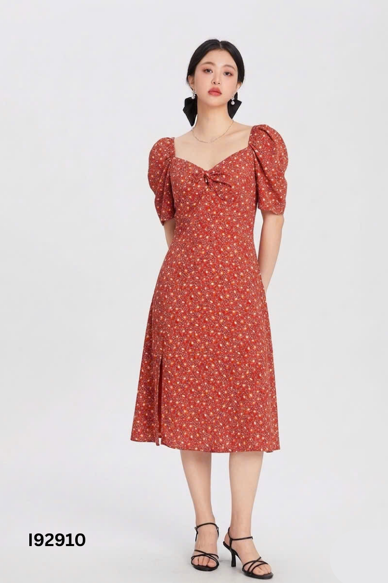 Váy đỏ hoa ADORE DRESS xoắn ngực