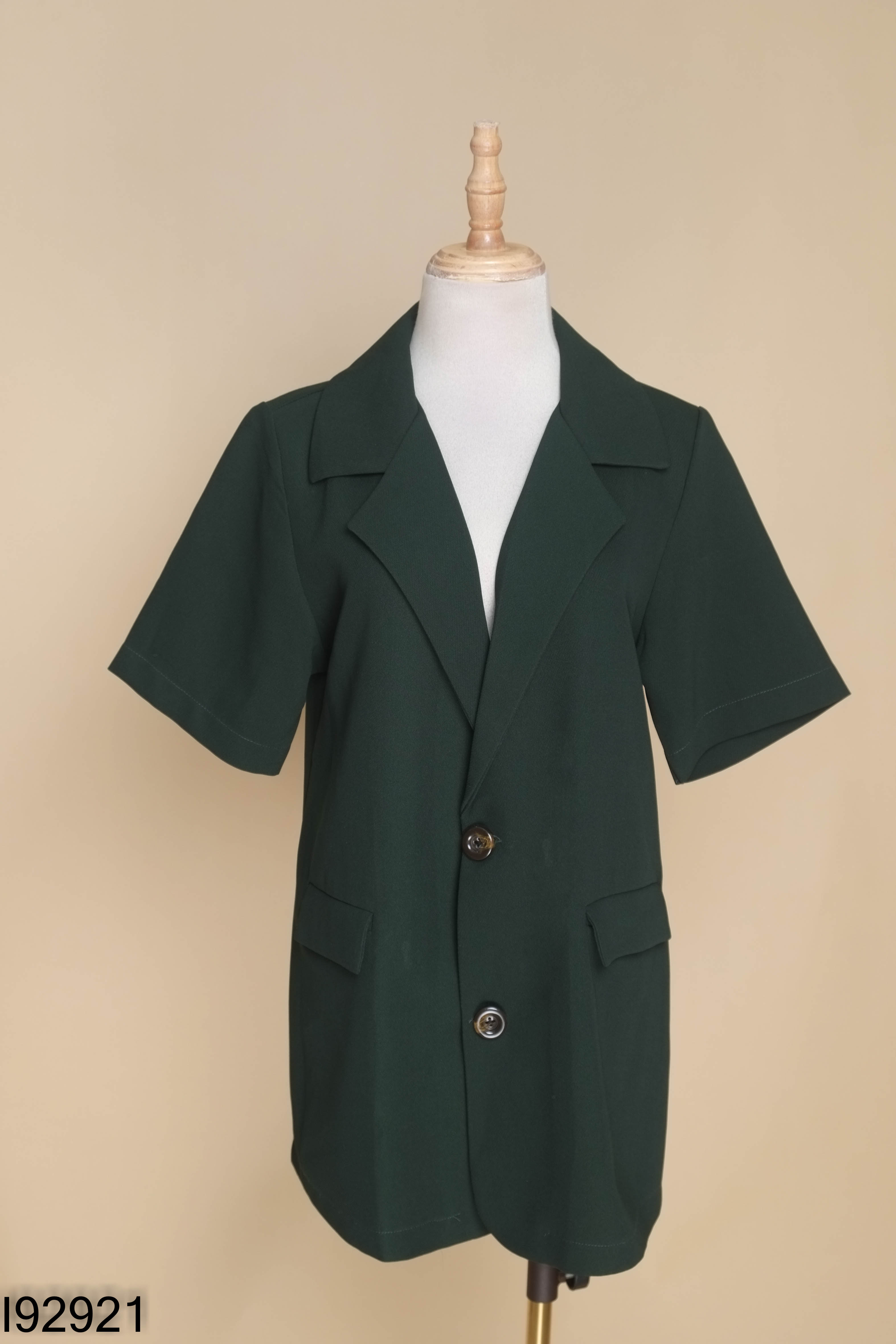 Áo blazers xanh tay cộc