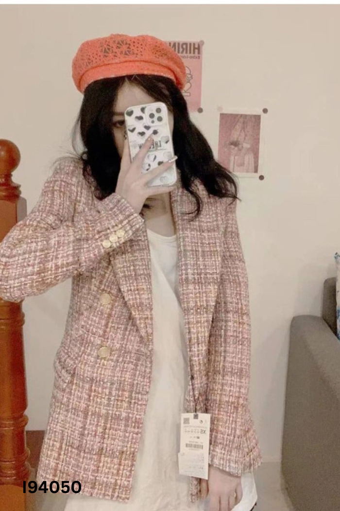 Áo blazer ZARA đỏ be cúc bạc