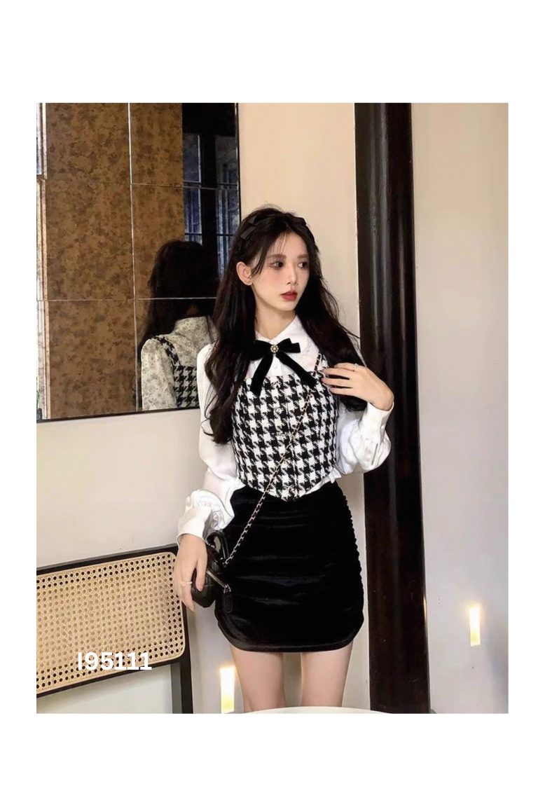 Váy LYRA trắng mix nhung
