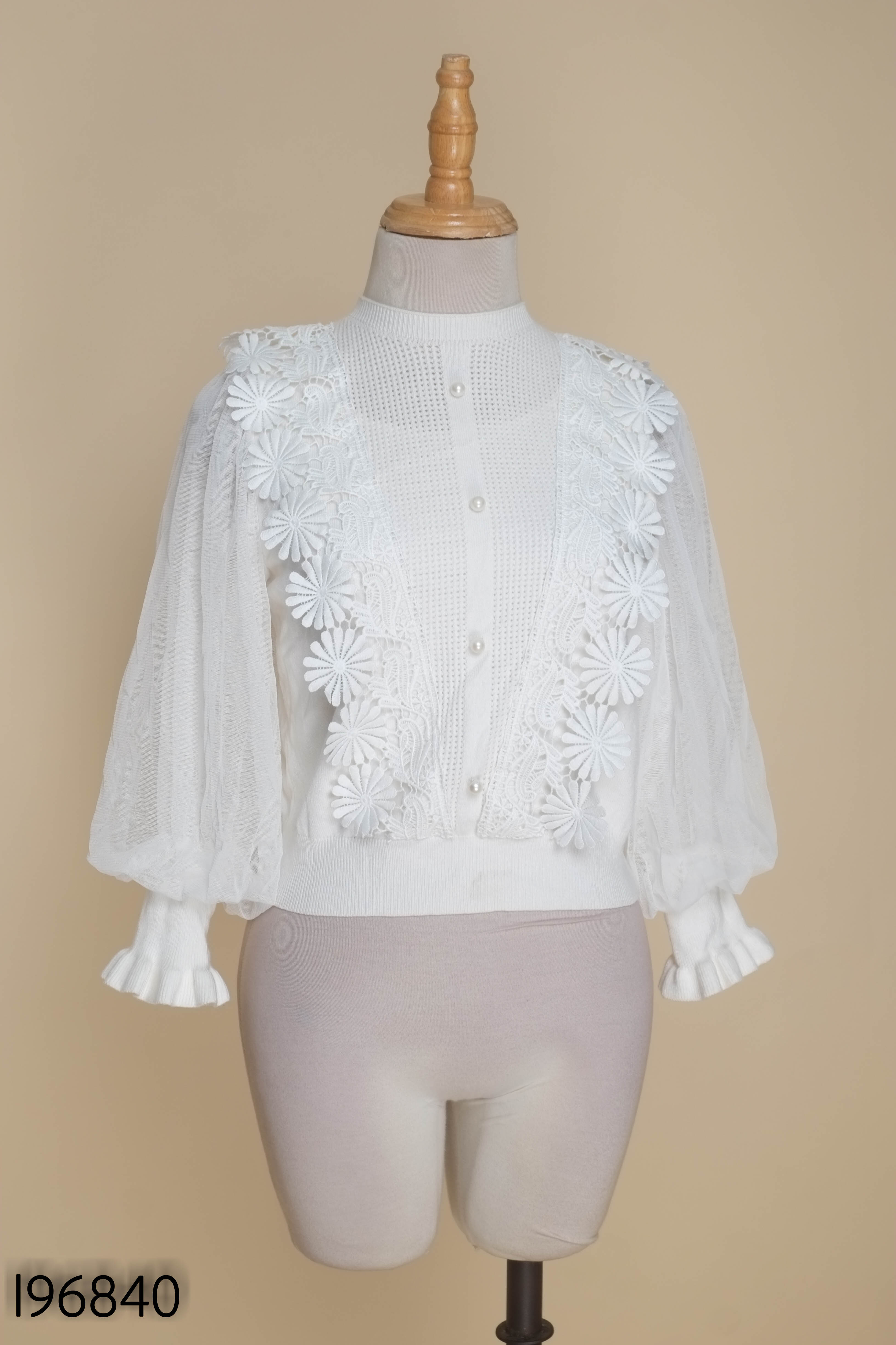Áo len lưới trắng VERO MODA phối tay voan