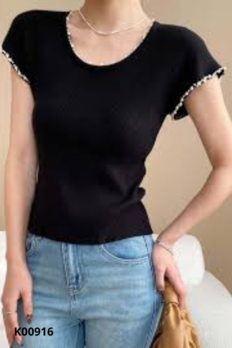 Áo len mongtoghi đen viền ngọc