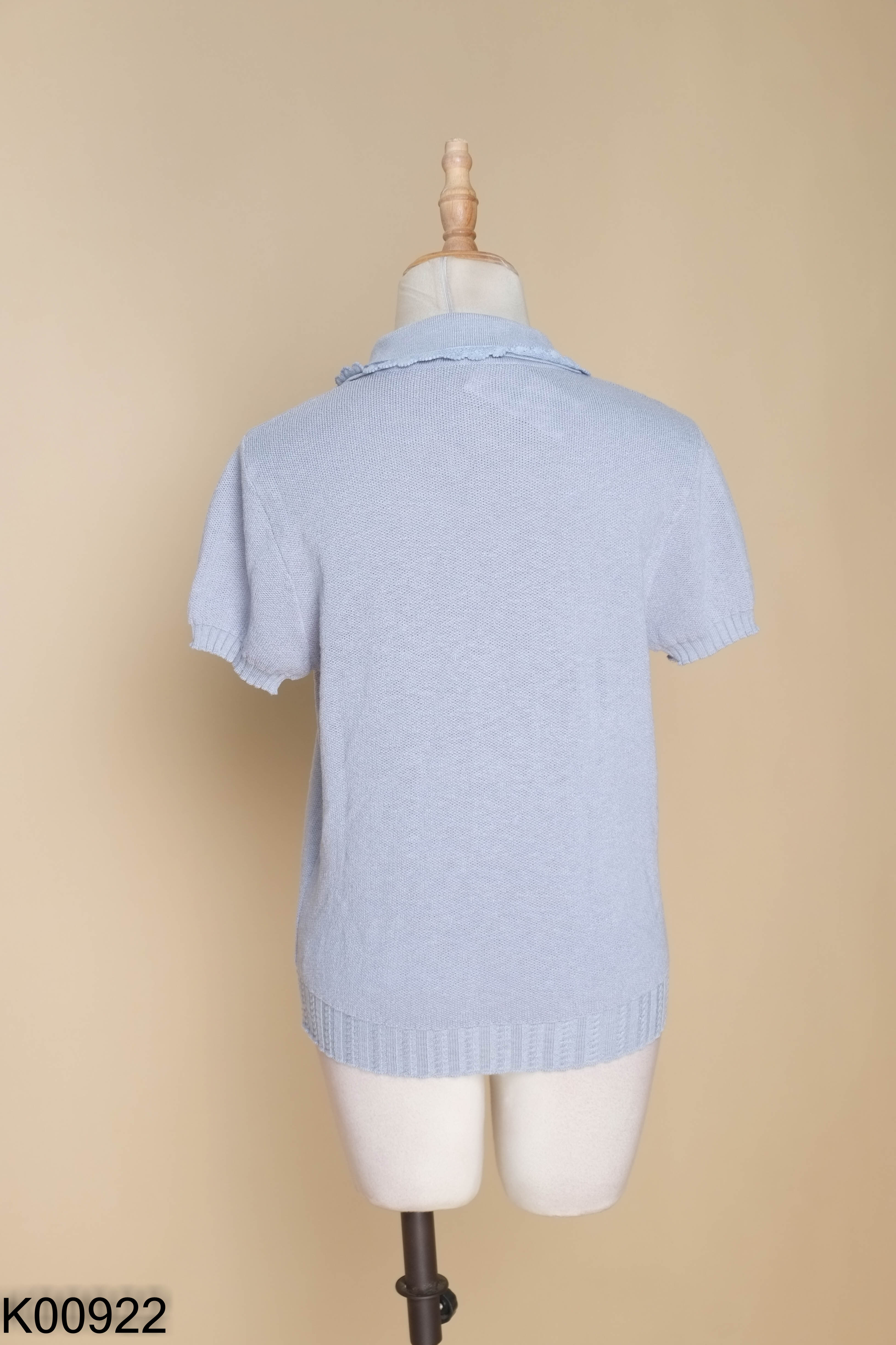 Áo len mongtoghi xanh cổ bẻ