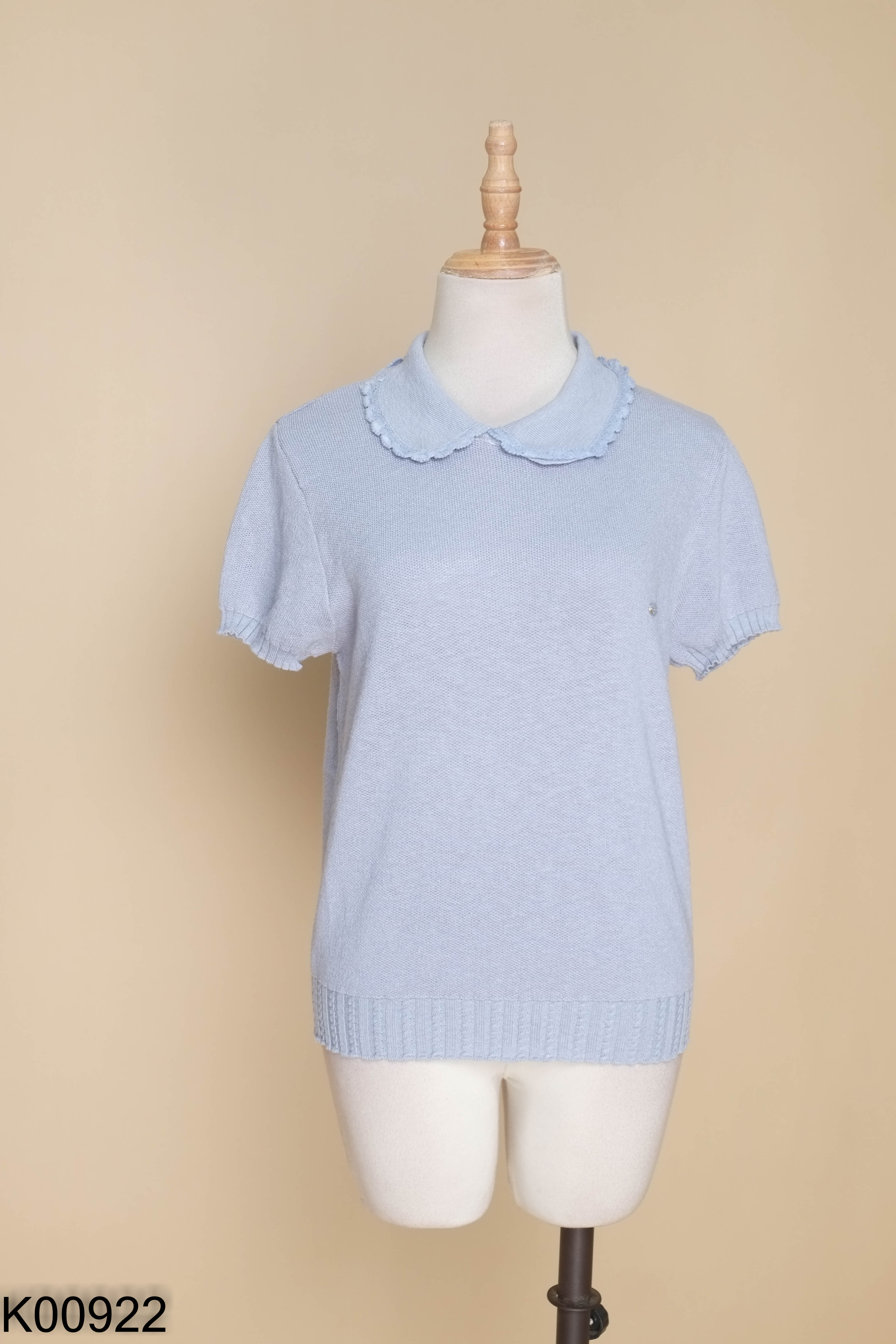 Áo len mongtoghi xanh cổ bẻ