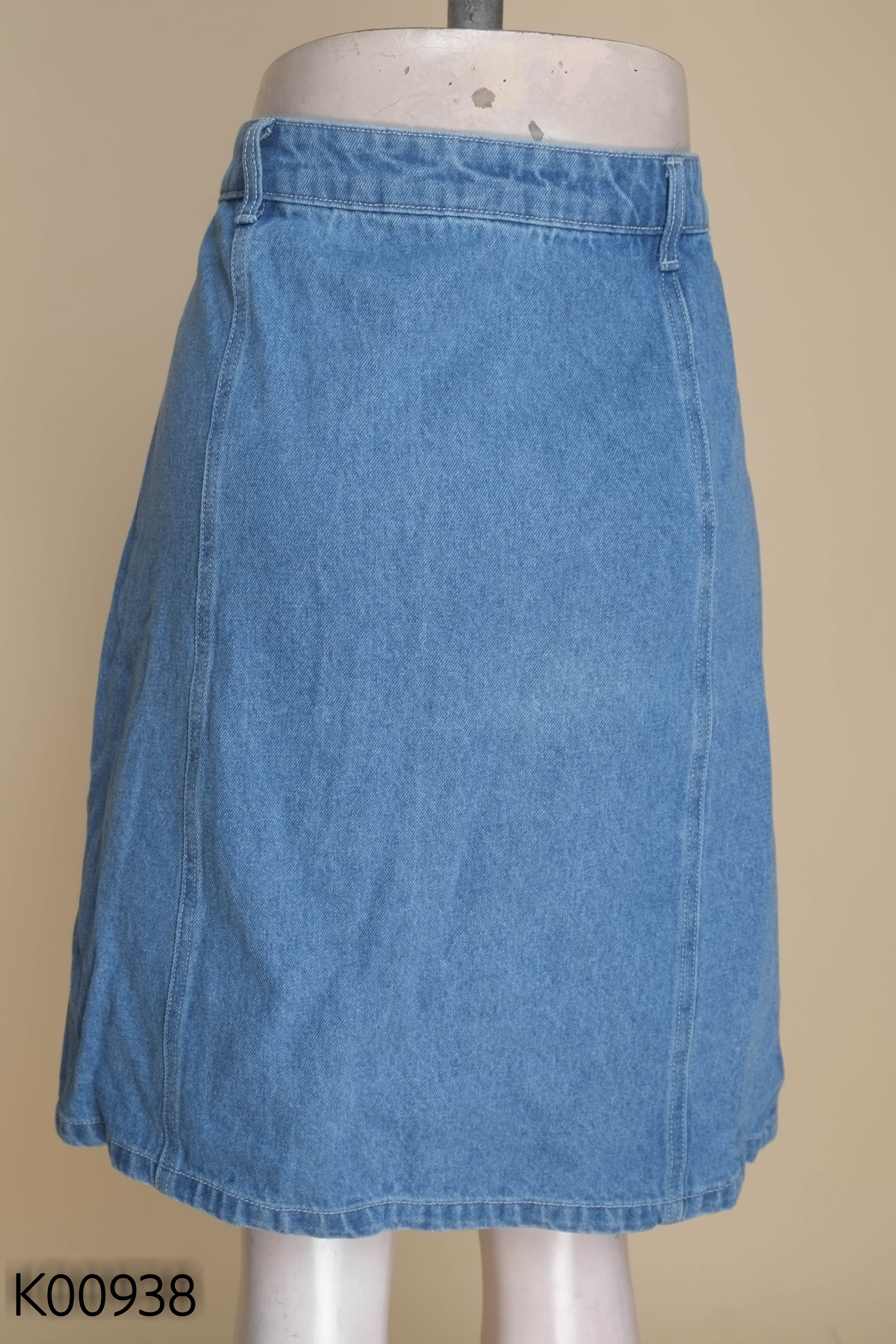Chân váy jeans xanh nhỡ trơn