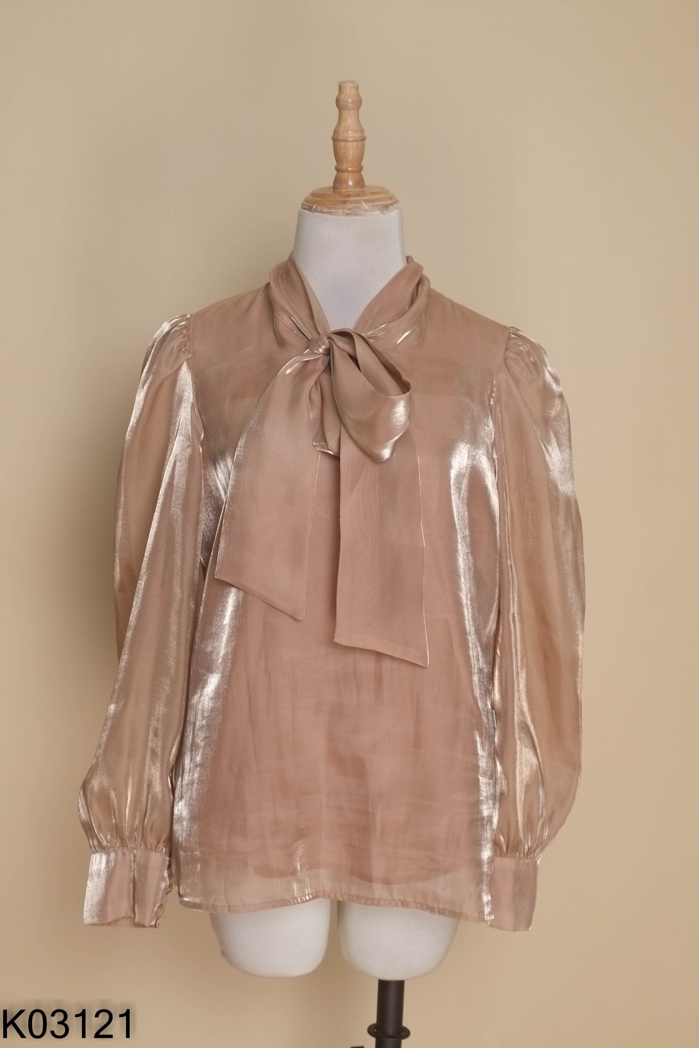 Áo organza TIIN nâu buộc nơ