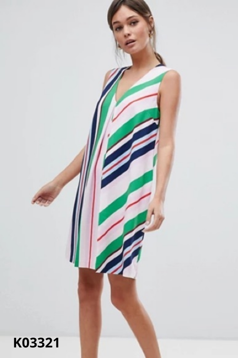 Váy hồng kẻ màu sắc TED BAKER suông sát nách