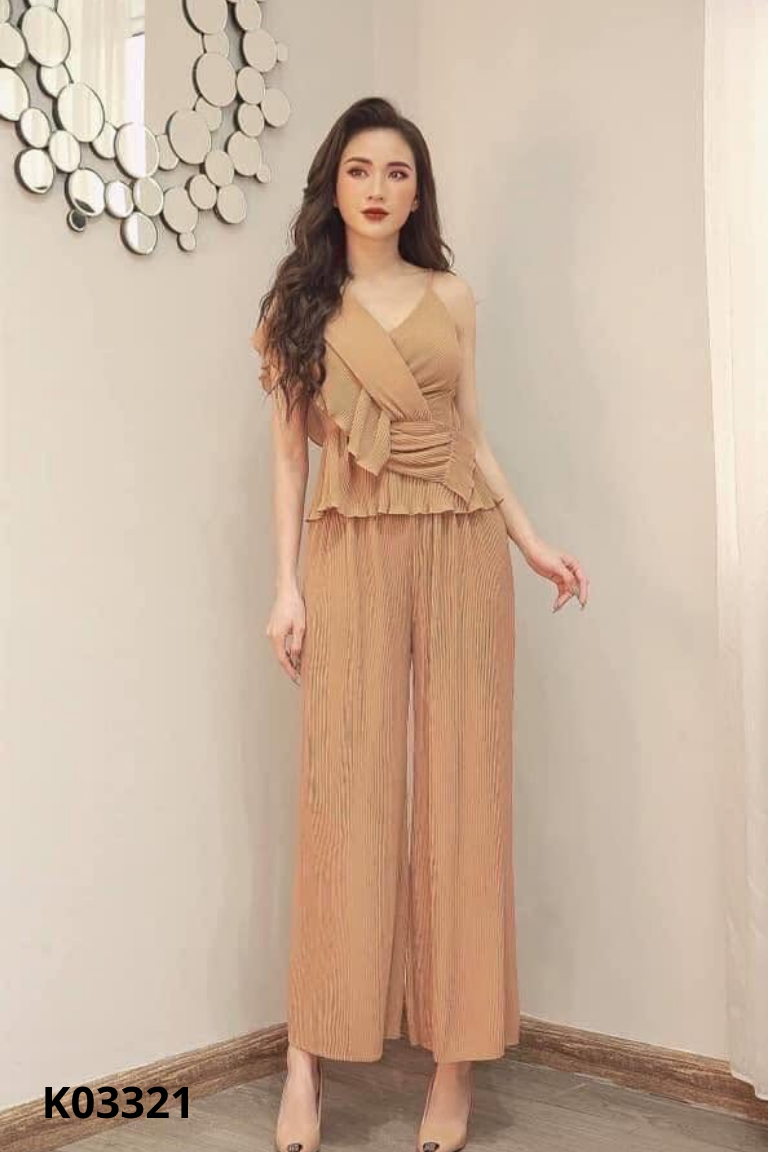 Set Áo nâu xếp nhún + Quần