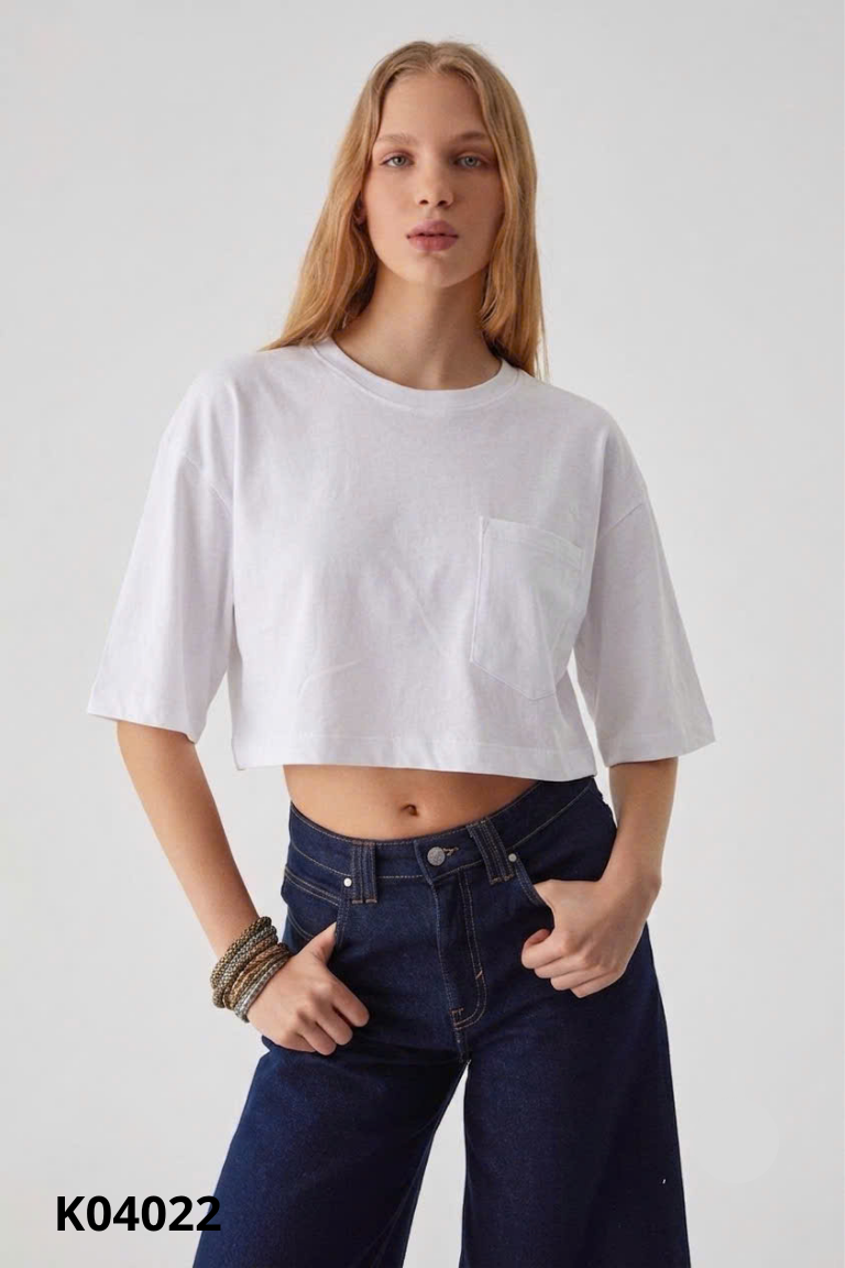 NEWTAG Áo croptop trắng ZARA