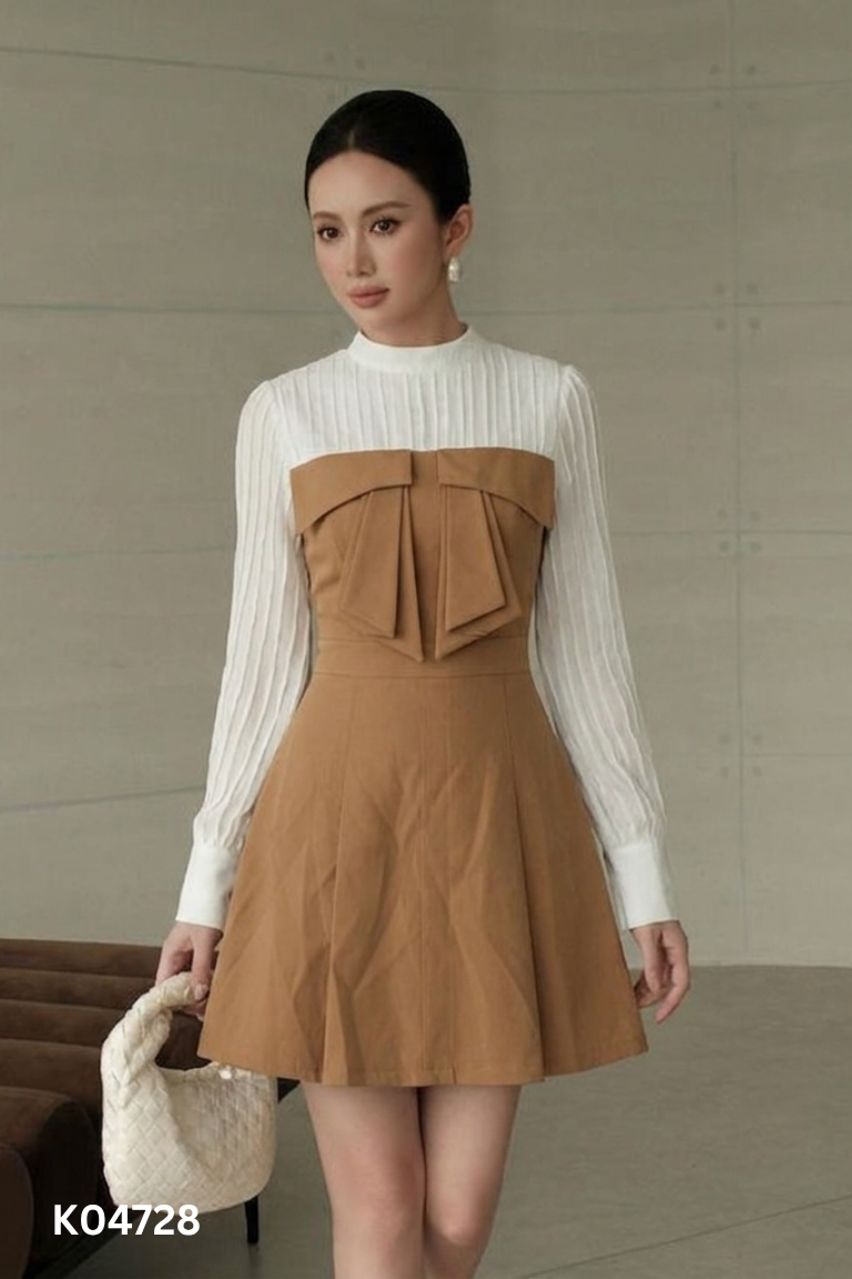 Váy KĐ STORE nâu phối be