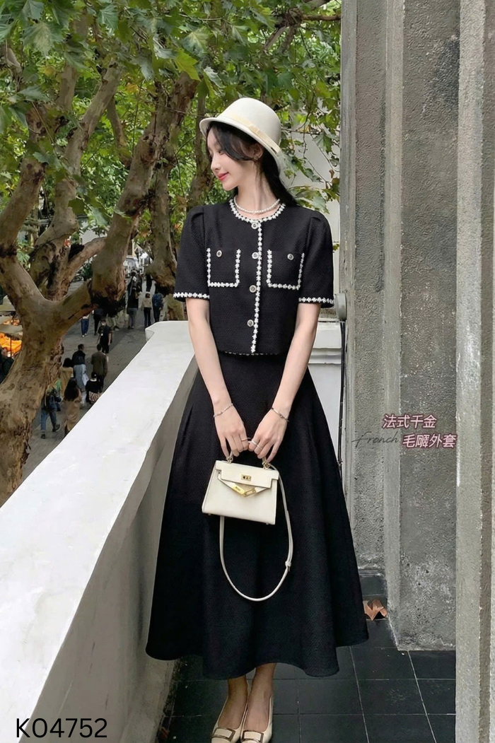 Set áo + chân váy đen