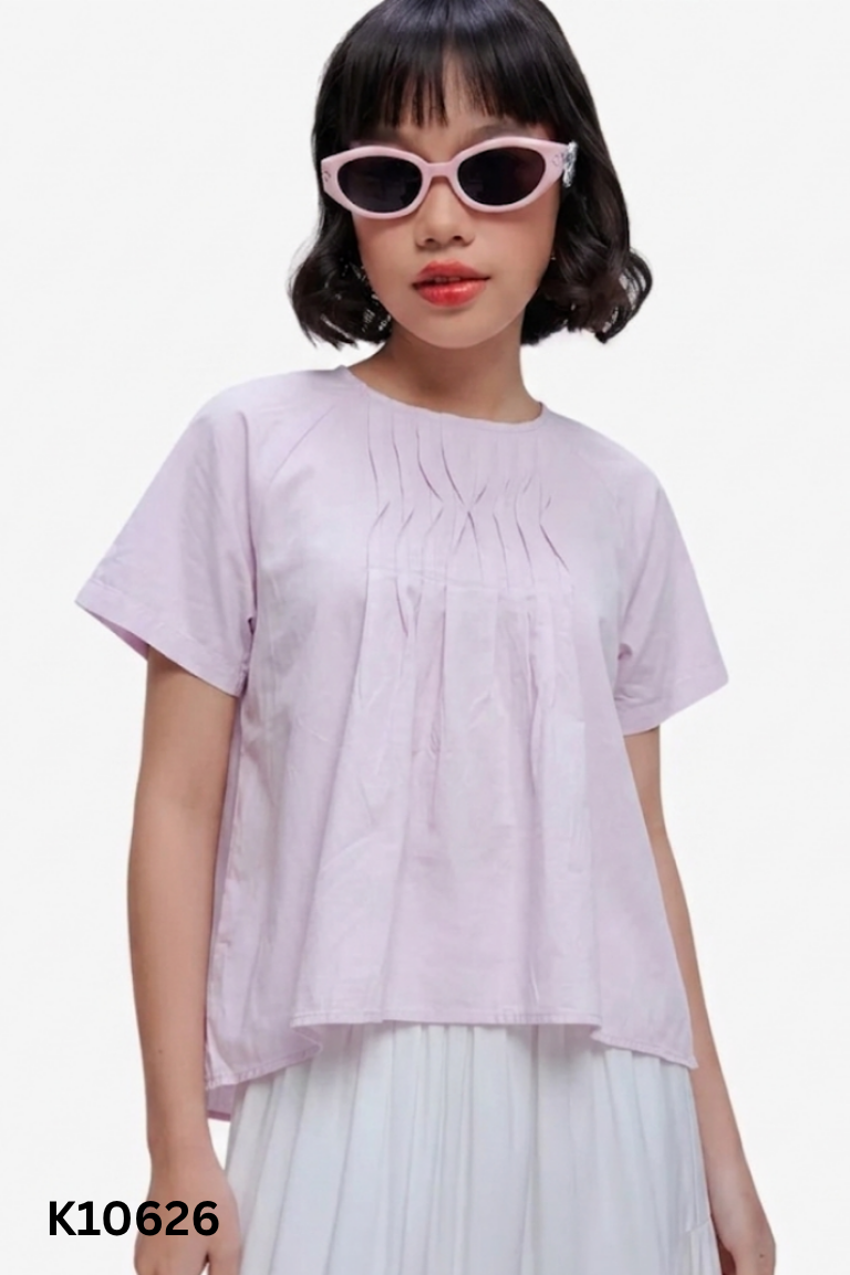 Áo ROUTINE tím xếp ly