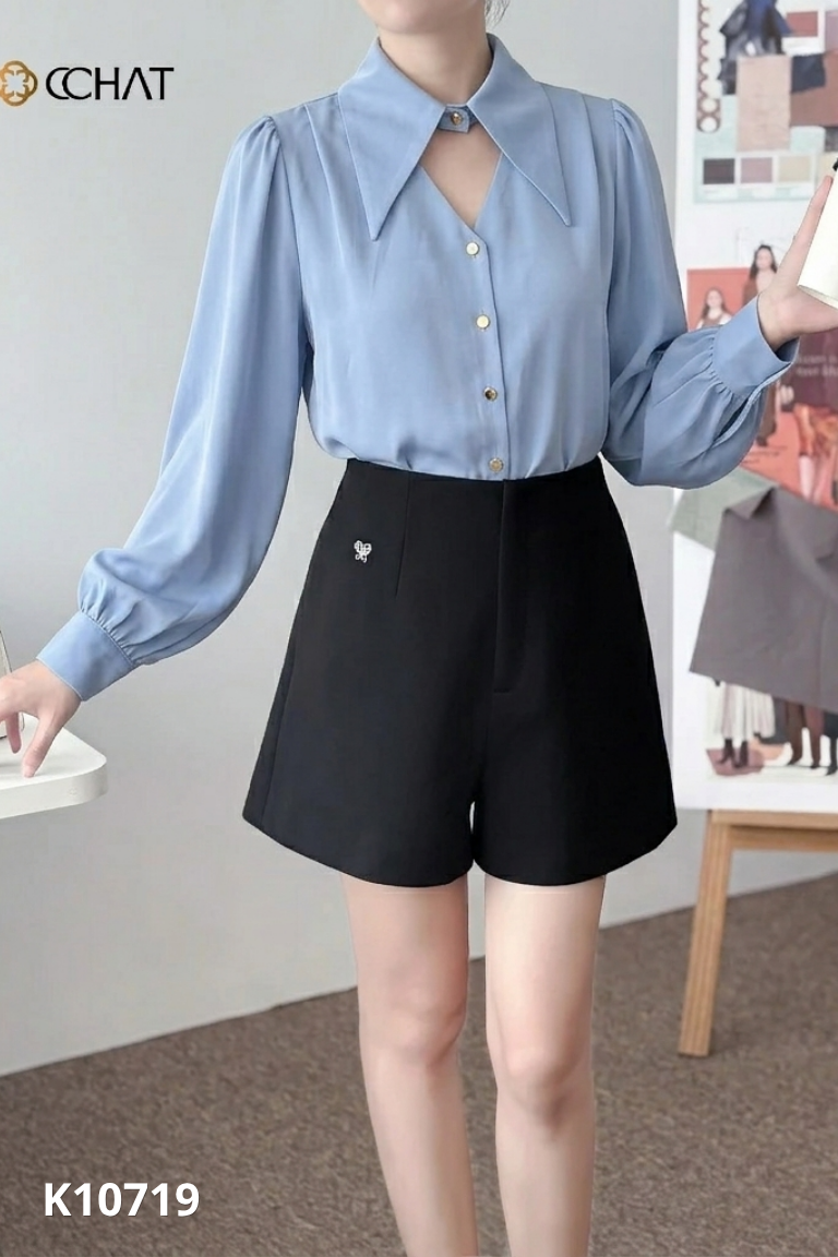 Áo sơ mi CCHAT xanh dương