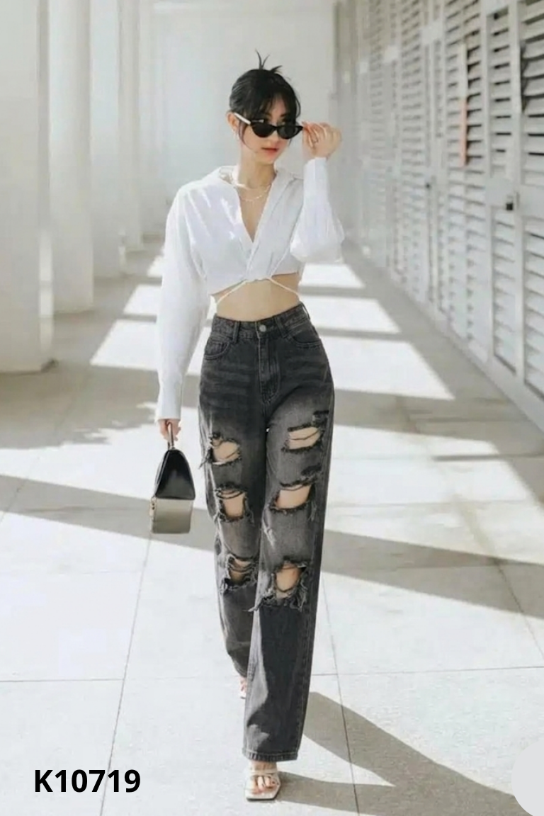 Quần jean đen xám