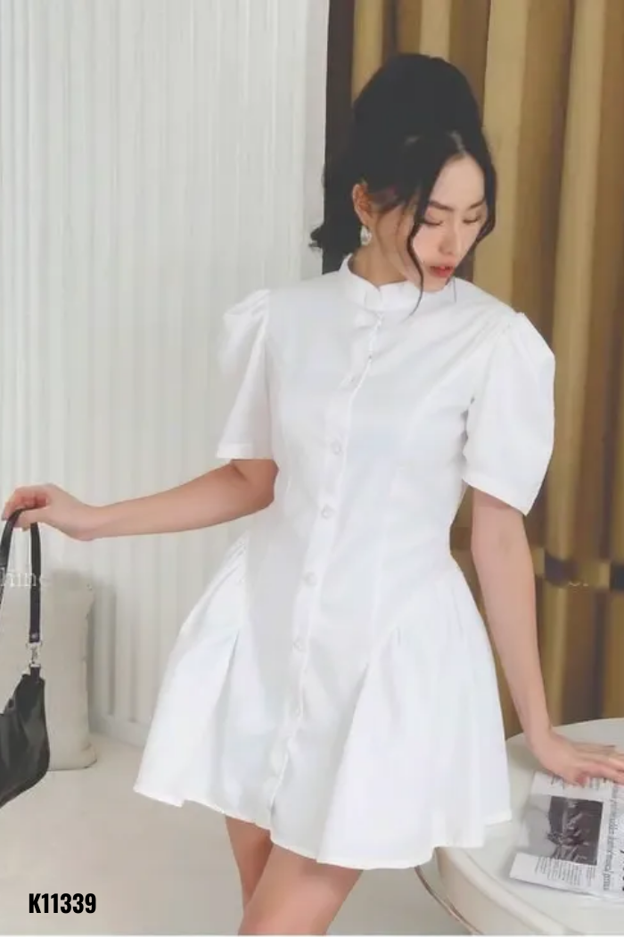 Váy trắng trơn tay bồng