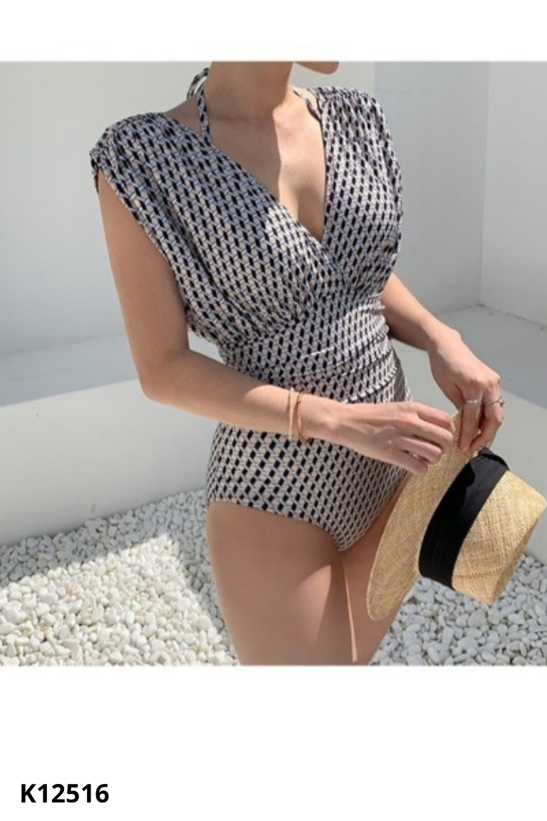 Set đồ bơi be kẻ nhiều màu