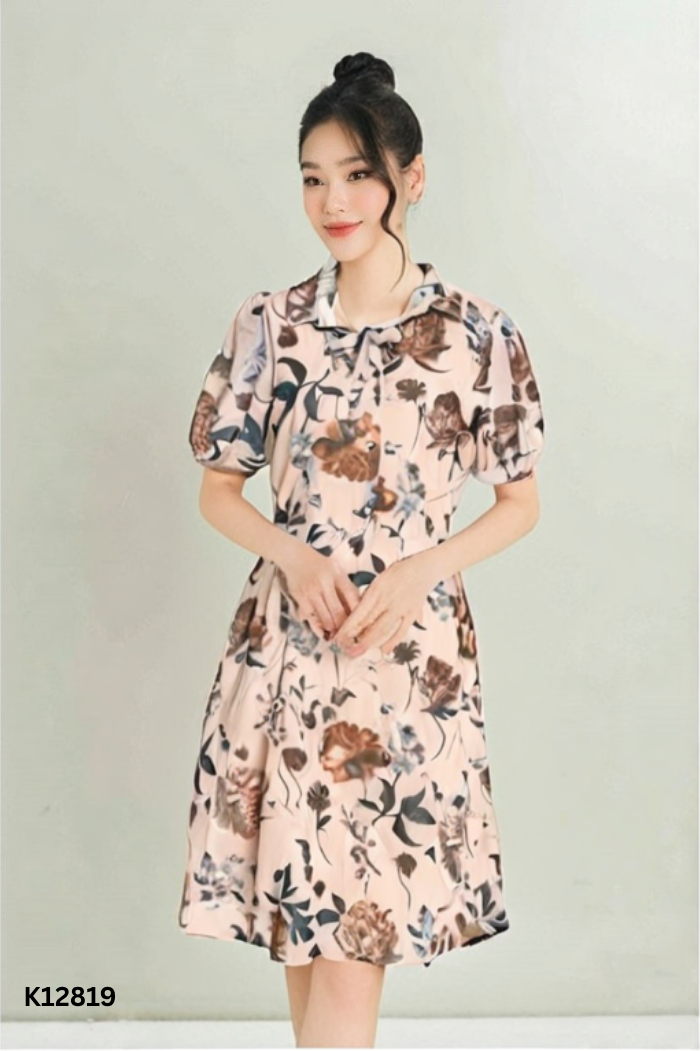 Váy voan be hoa HOANG HUONG tay phồng