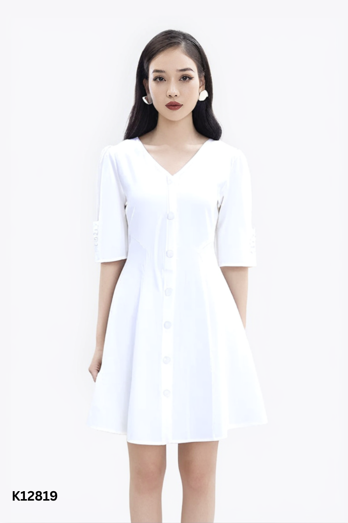 Váy trắng DAISY phối cúc