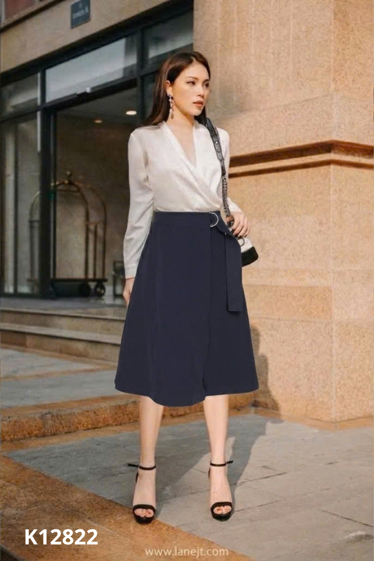 Chân váy LANE JT xanh than thắt vạt