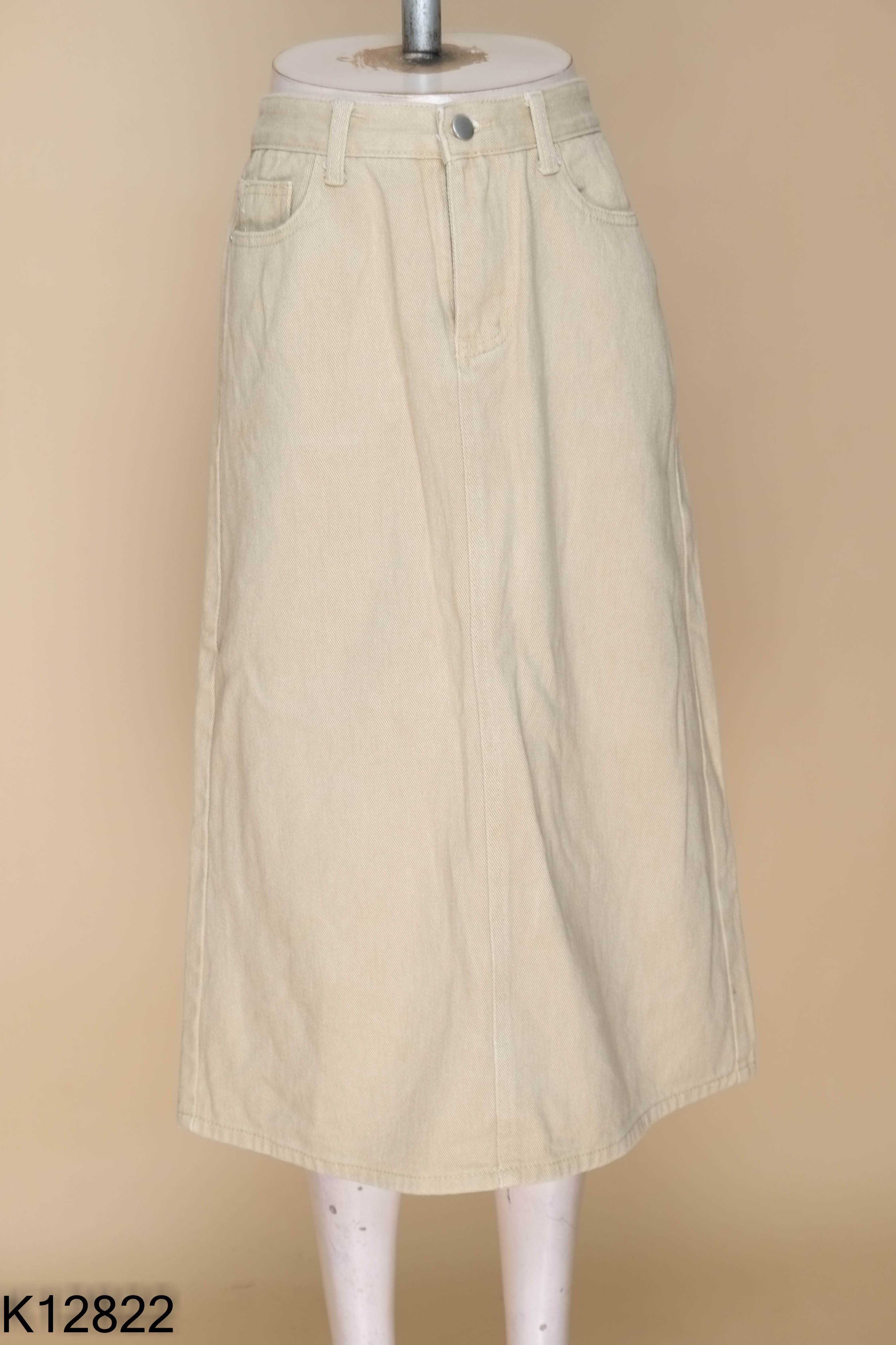 Chân váy jeans be trơn