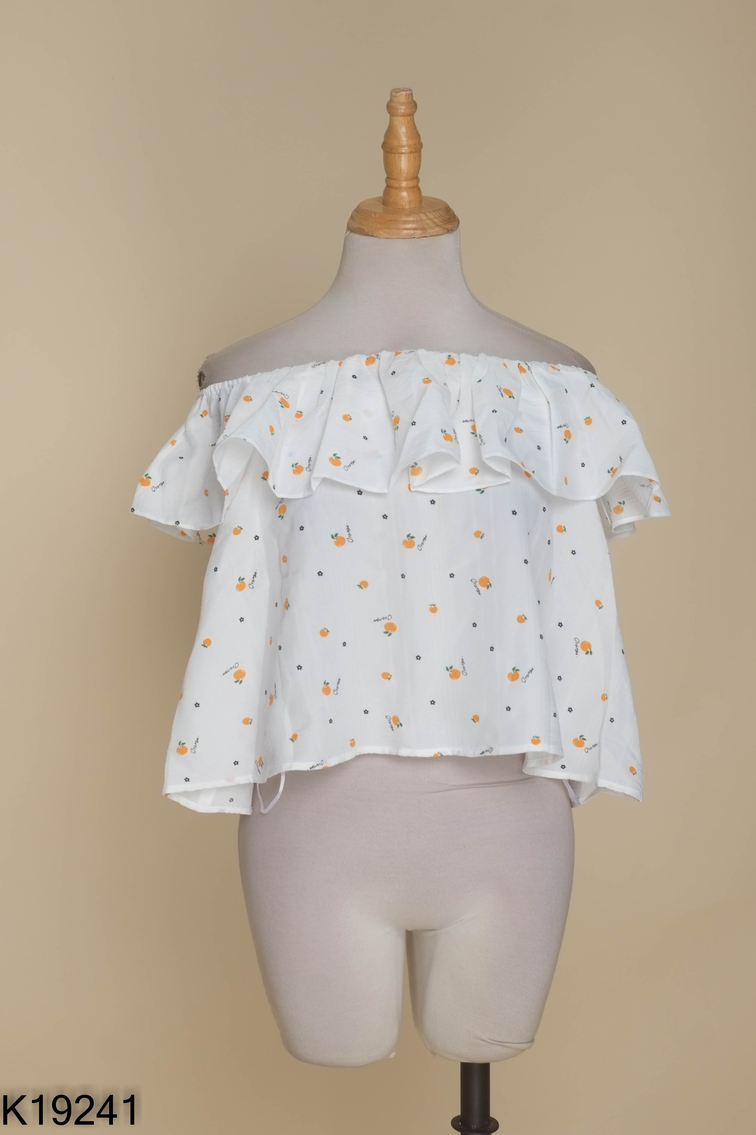 Áo OLV BOUTIQUE trắng họa tiết