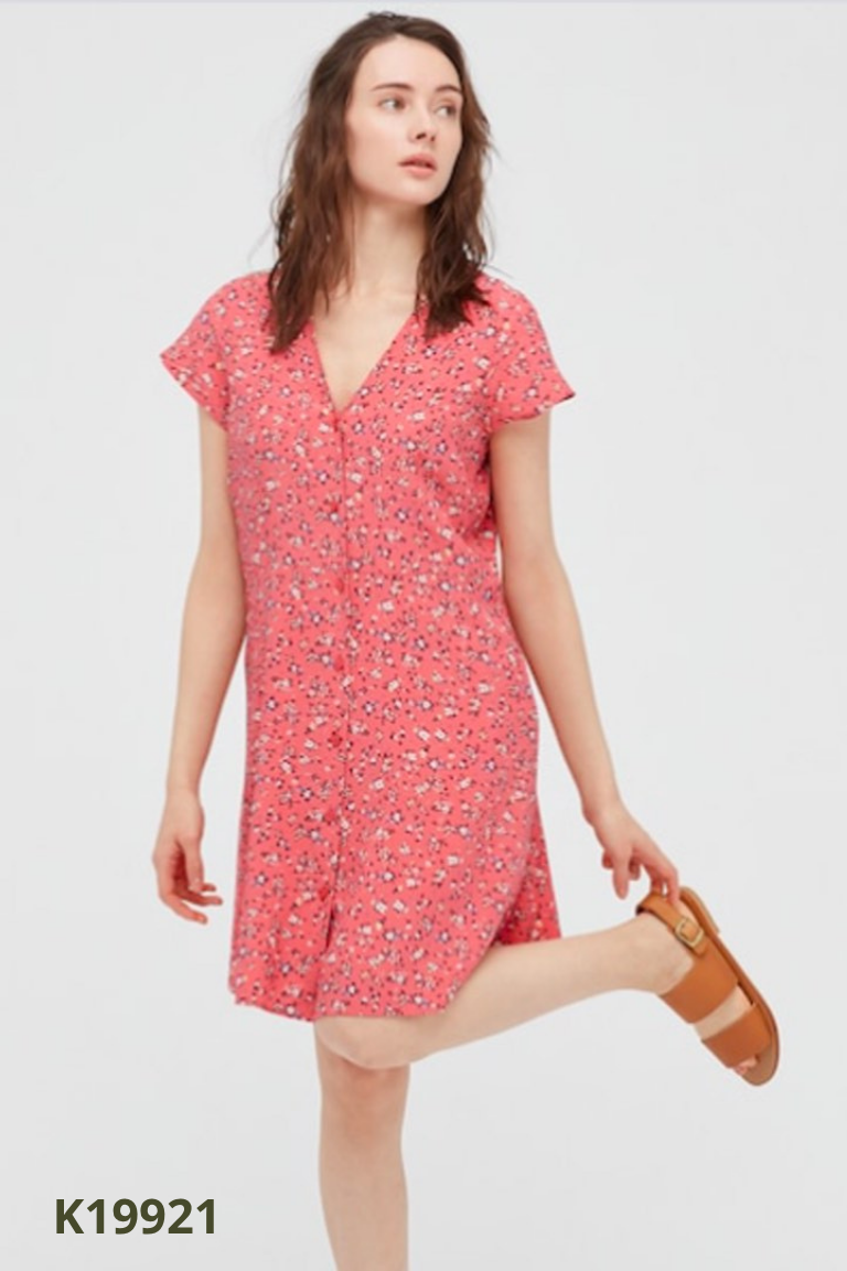 Váy hồng hoa nhí UNIQLO (xuất)