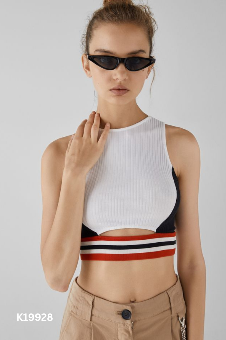 Áo ba lỗ BERSHKA đỏ đen