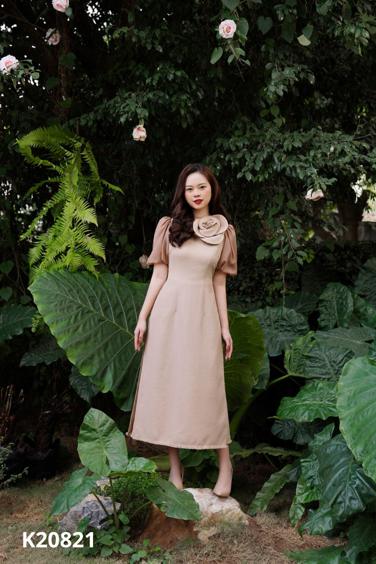 Set áo dài nâu EVA DE EVA+quần