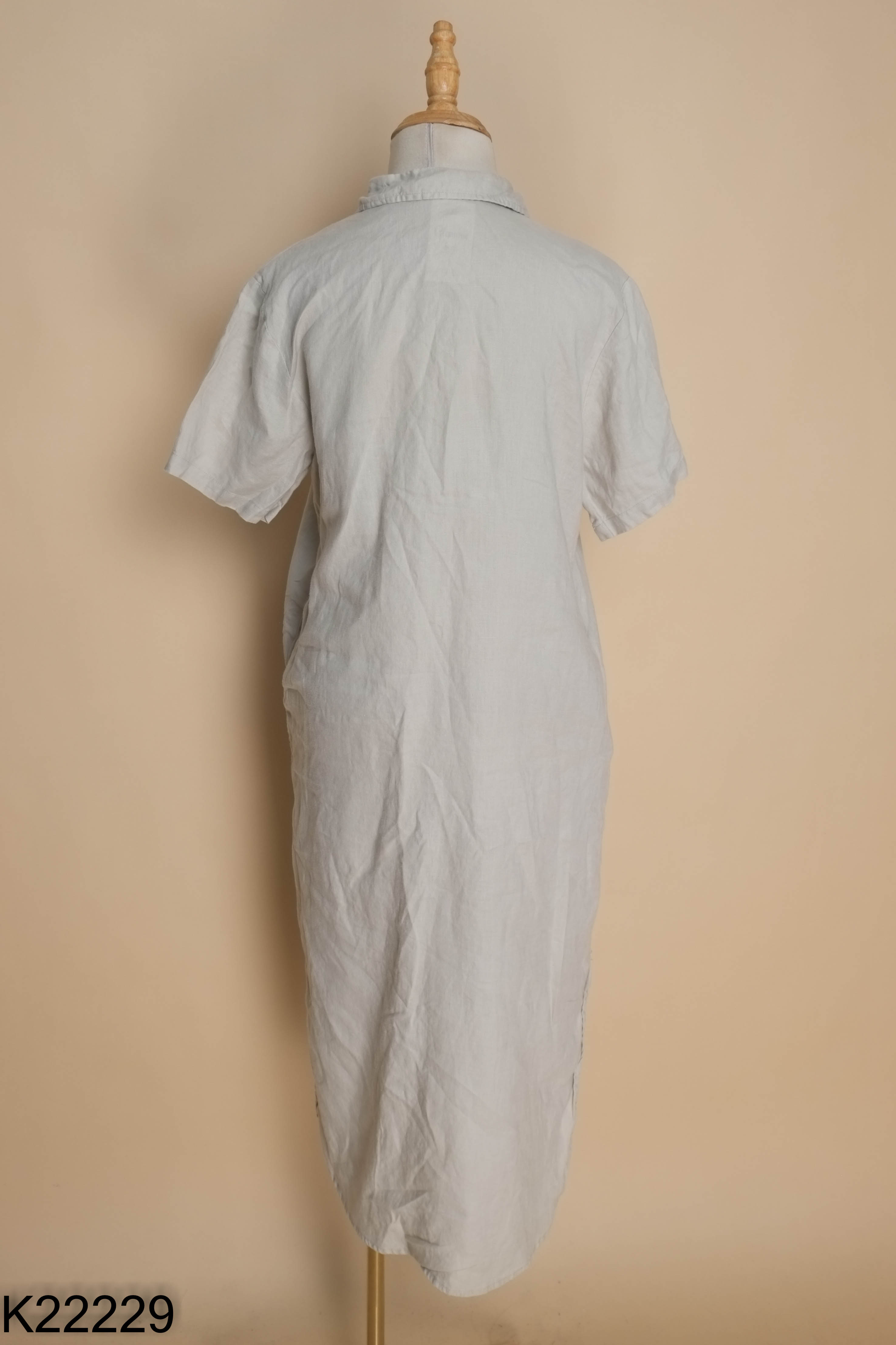 Váy CÁ TRÍCH MÀU XANH linen xám be
