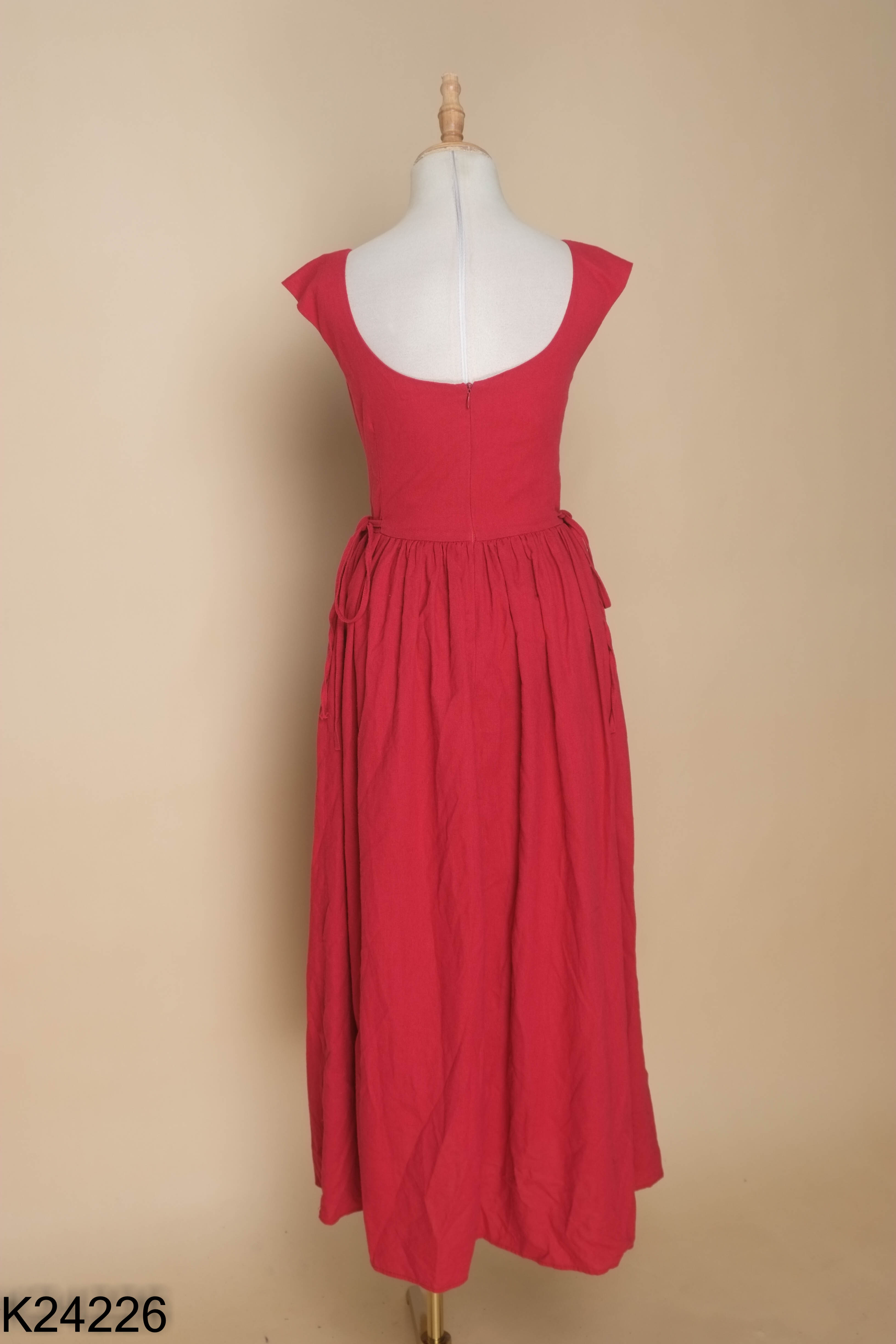 Váy SHU SHI linen đỏ (hơi xù)
