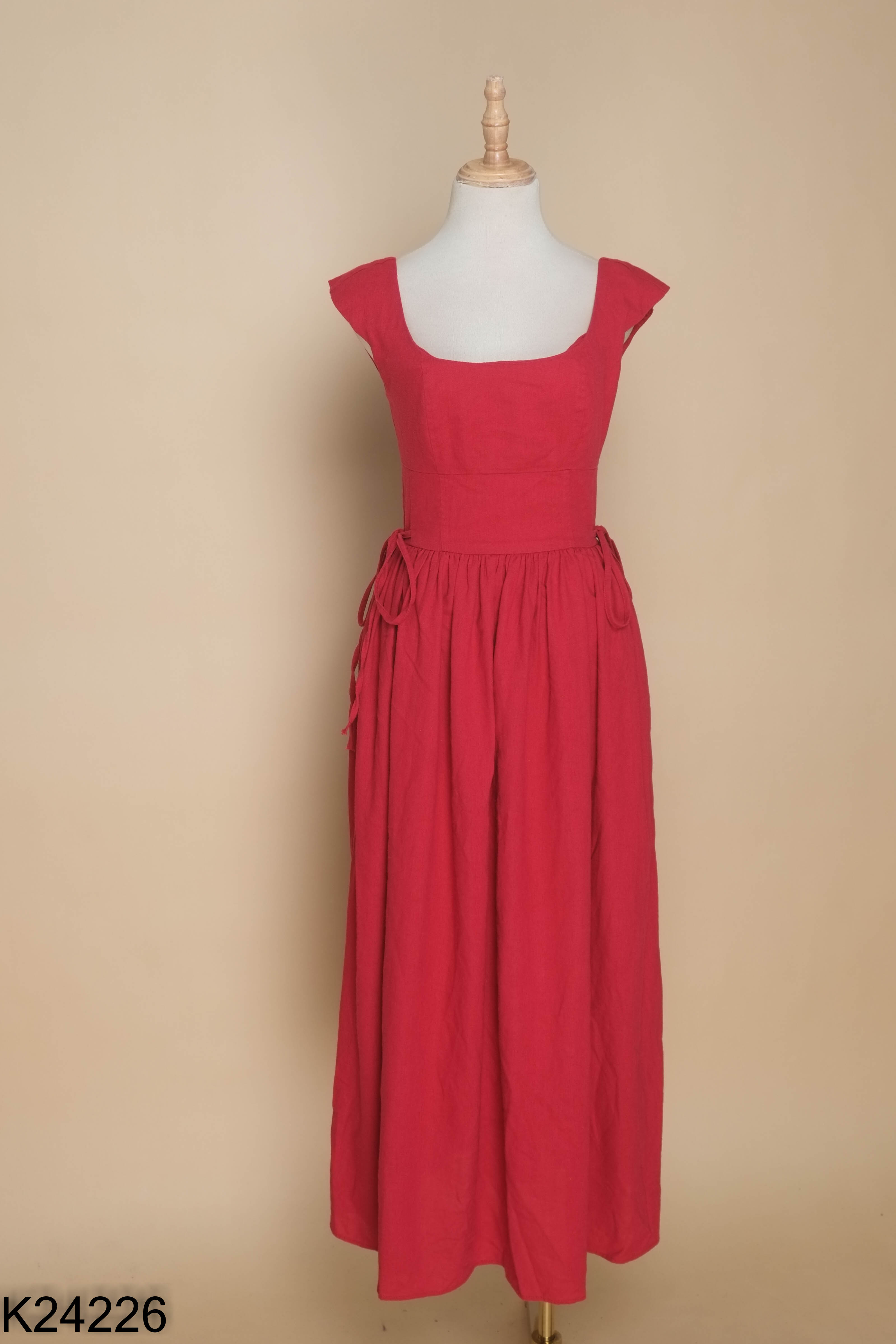 Váy SHU SHI linen đỏ (hơi xù)