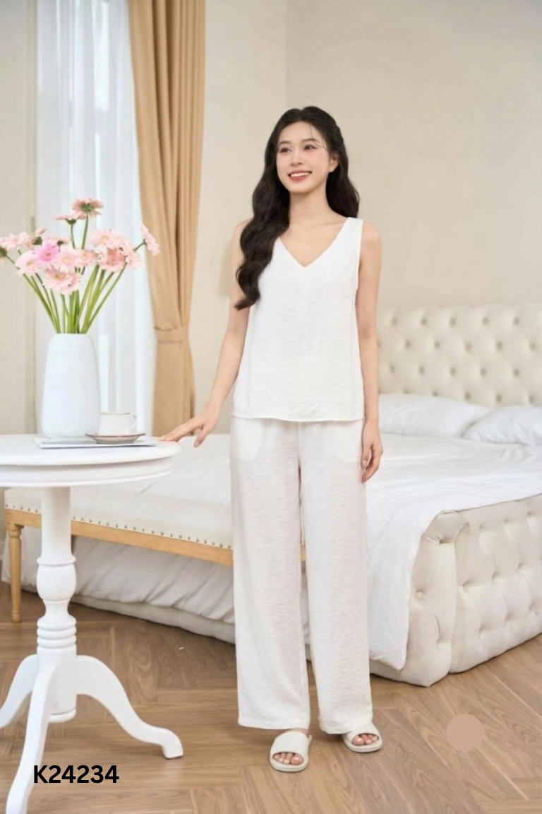 Set Áo be sát nách trơn + Quần