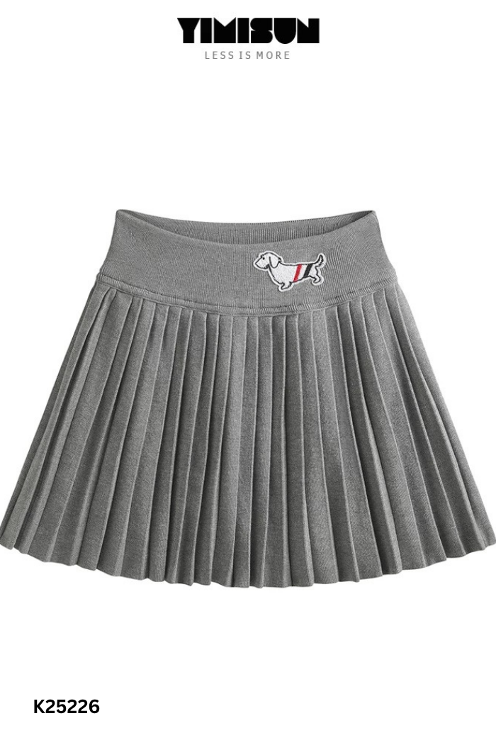 Chân váy xám dập ly