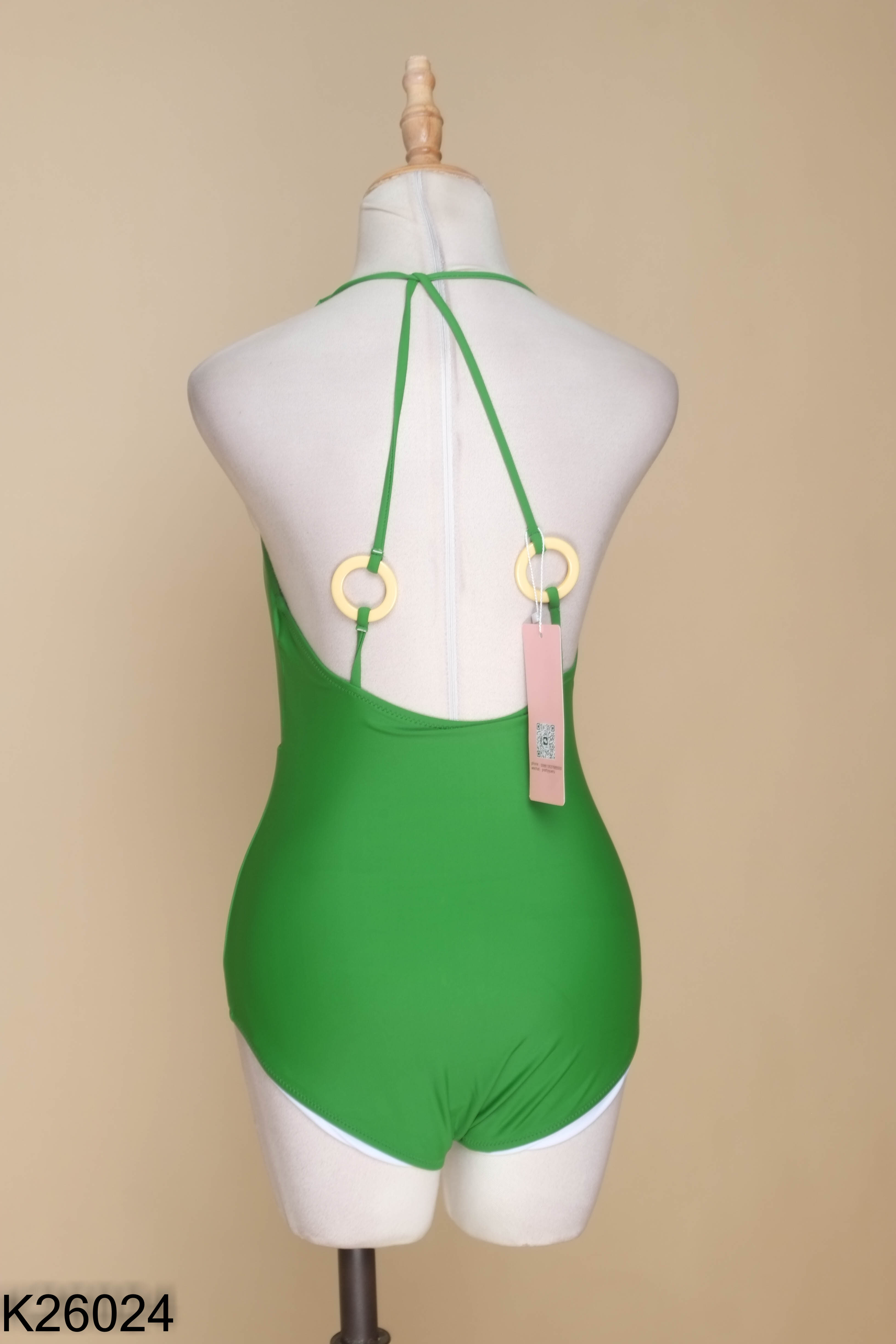 NEWTAG Bodysuit xanh cổ yếm