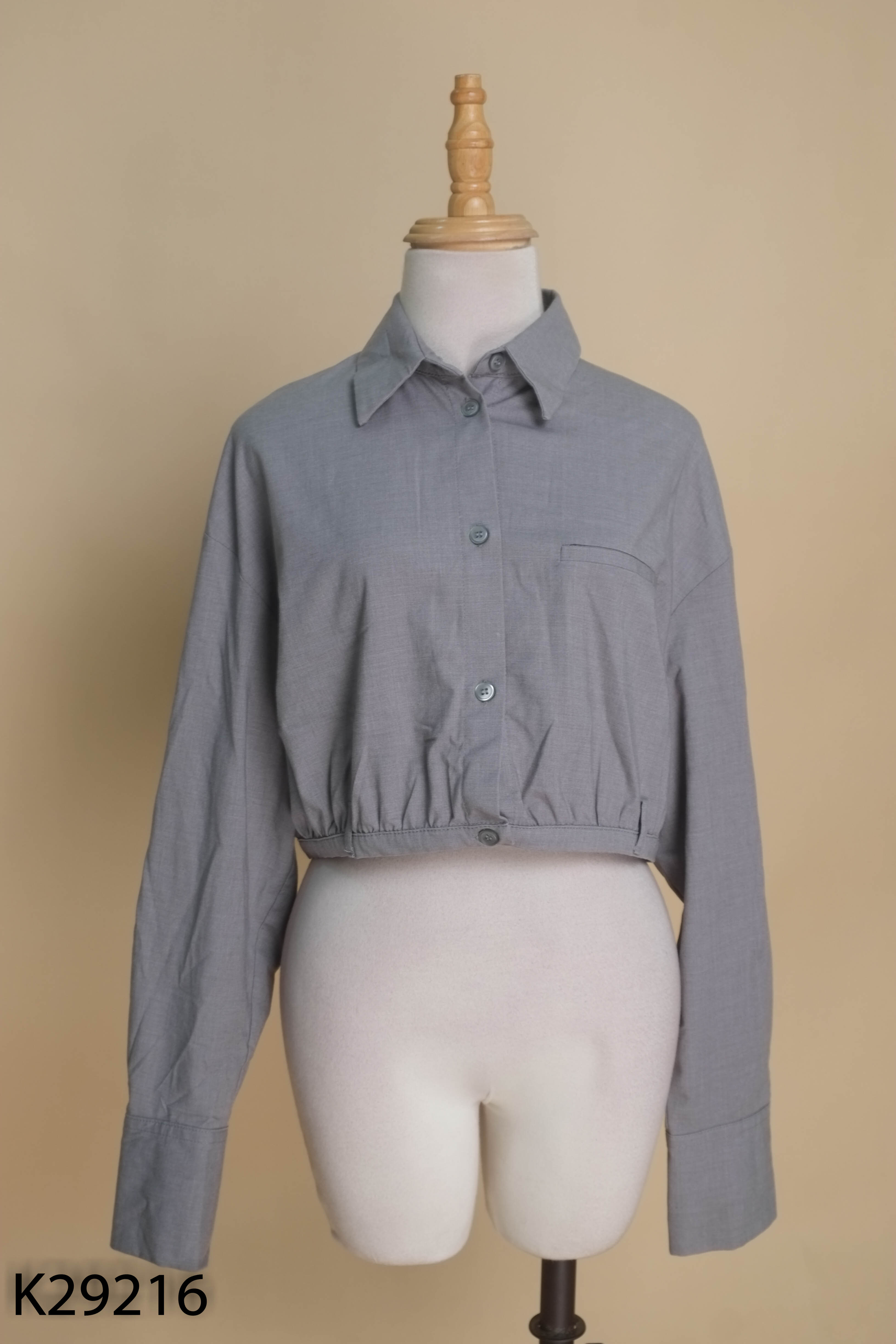 Áo sơ mi croptop xám ZARA