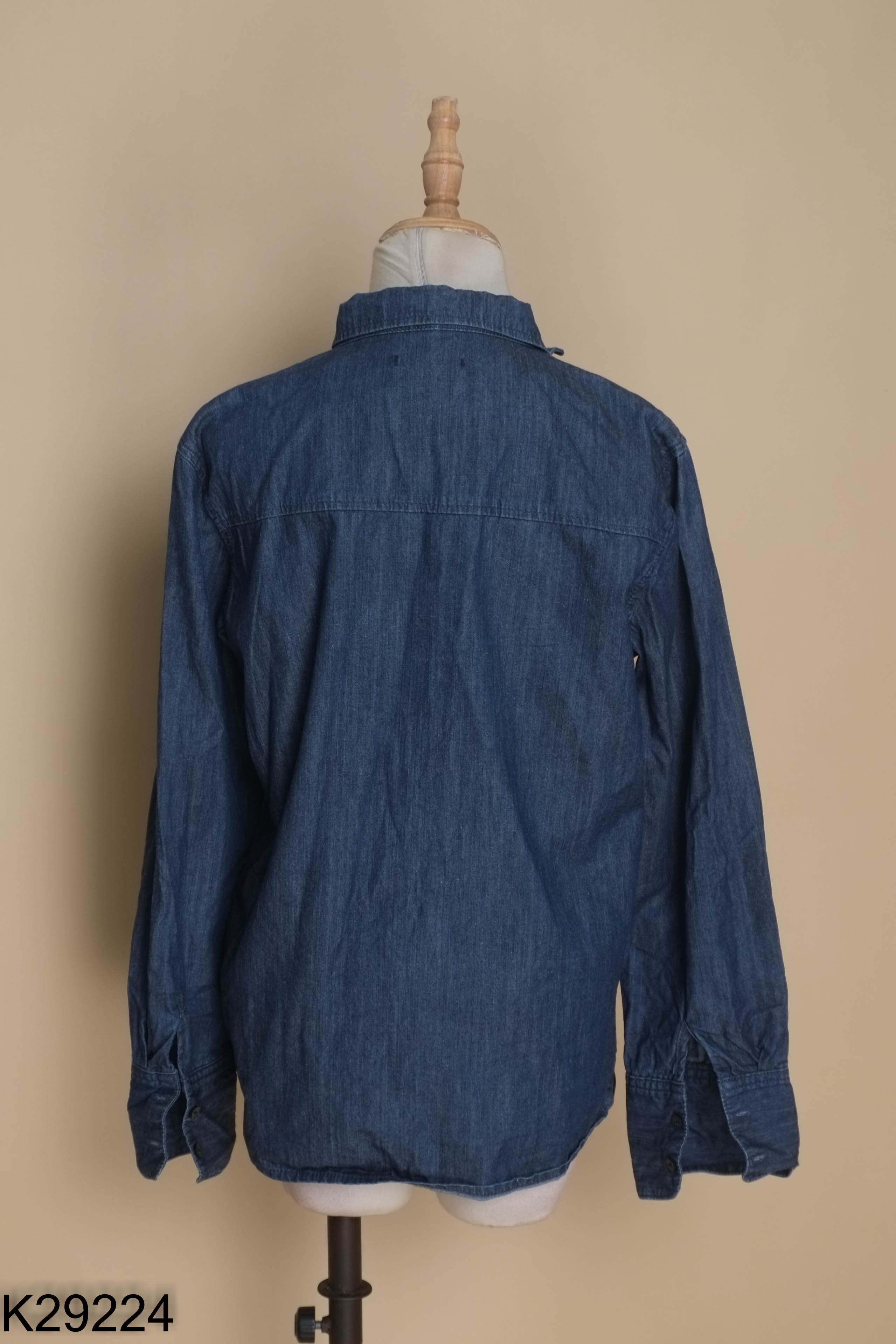 Áo SPAO sơ mi jeans xanh