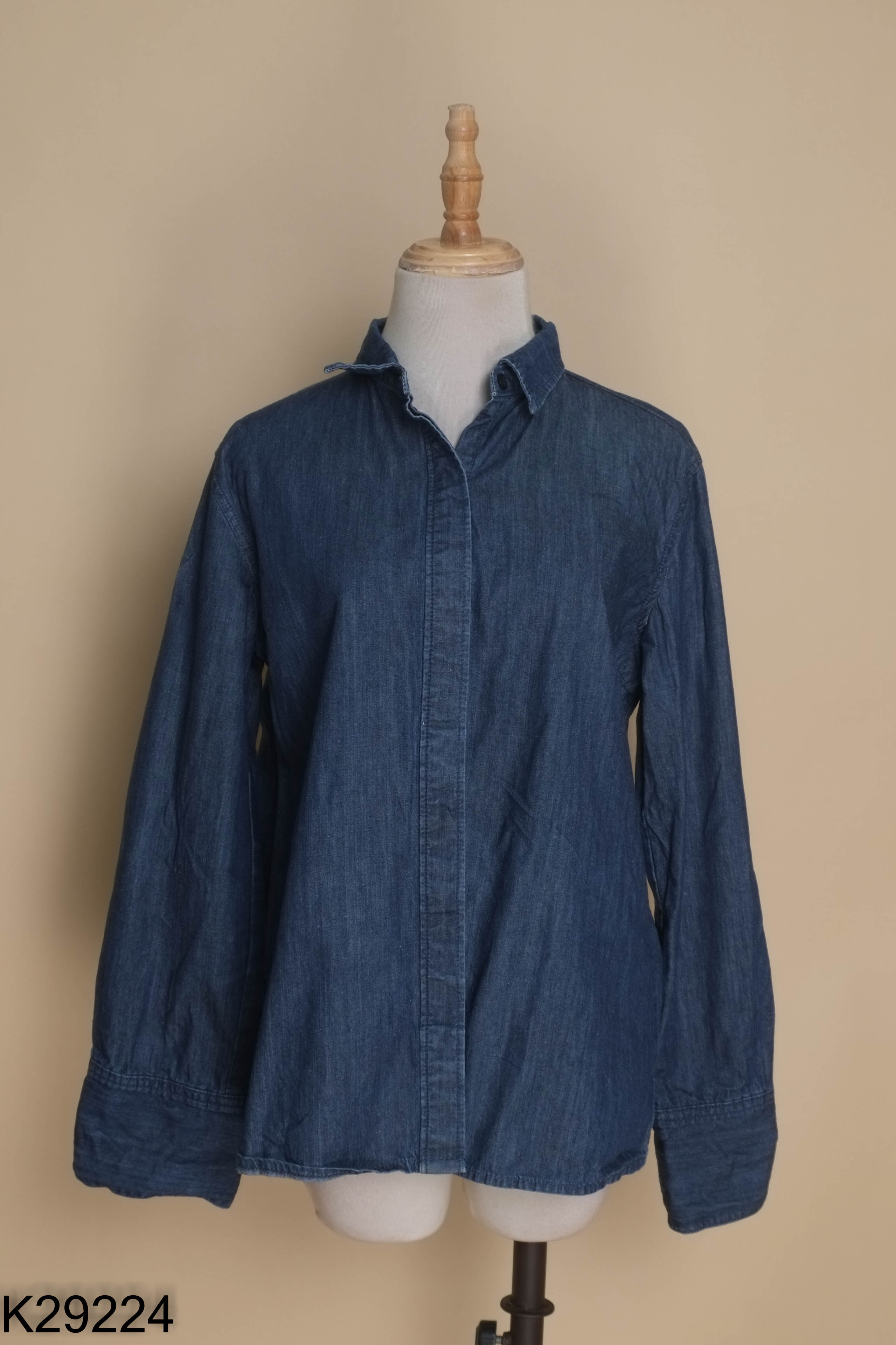 Áo SPAO sơ mi jeans xanh
