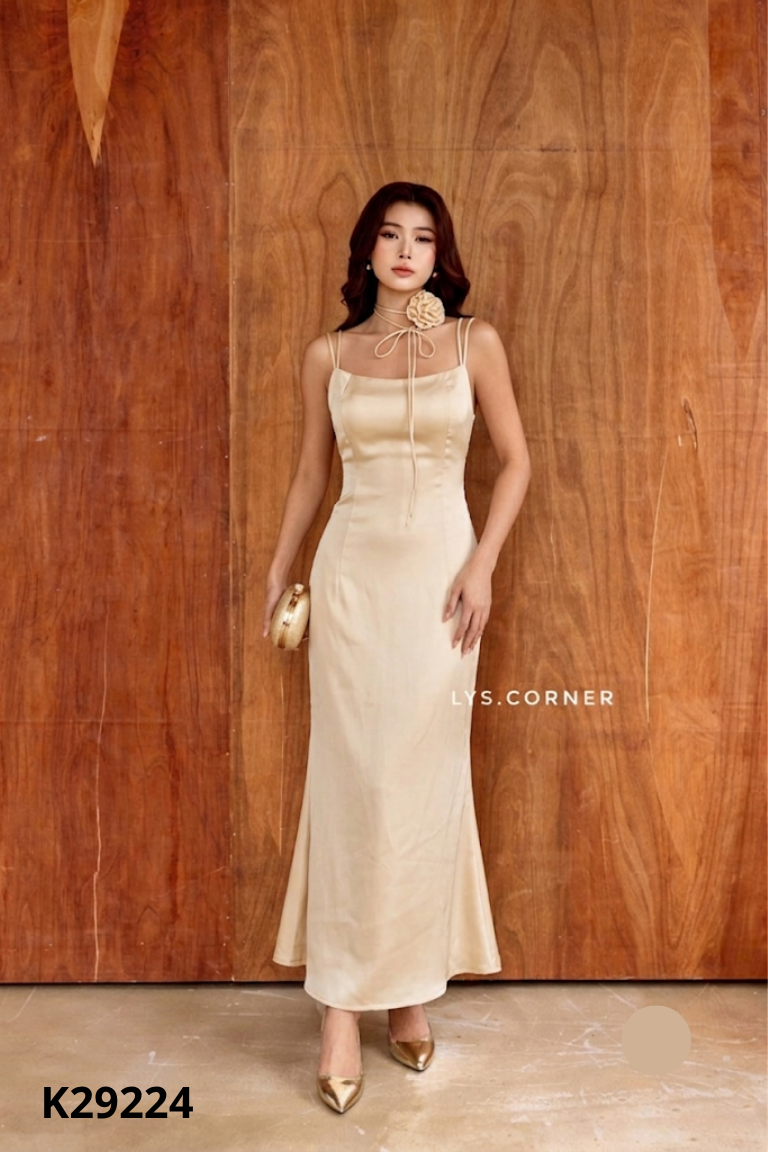 Váy DANVI DESIGN lụa be đính hoa