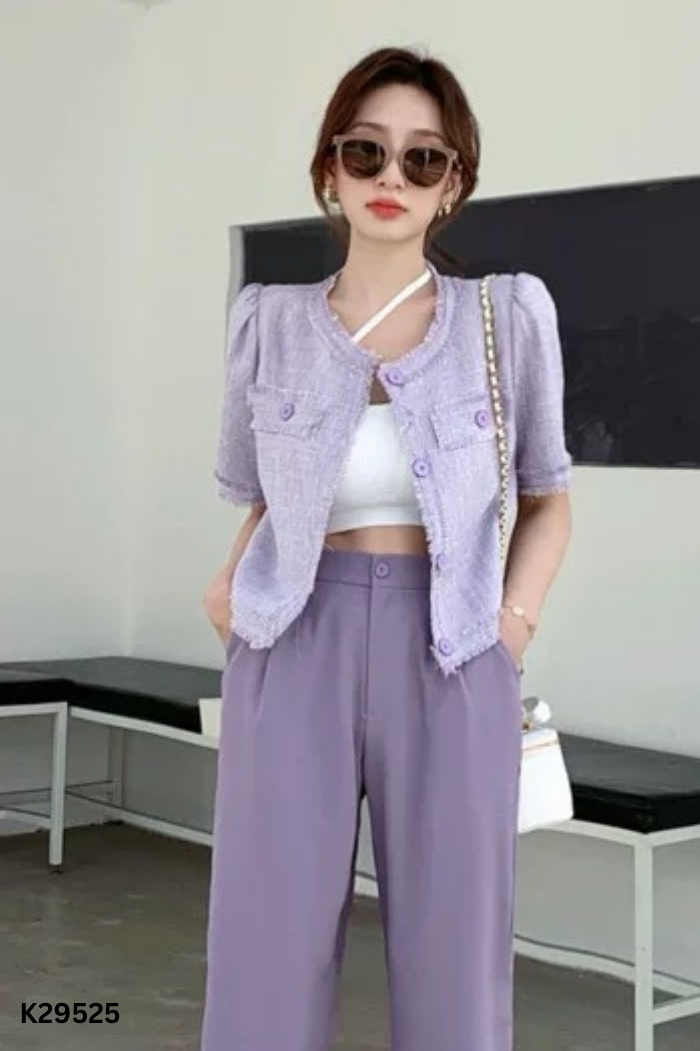 Áo dạ tweed tím ánh nhũ