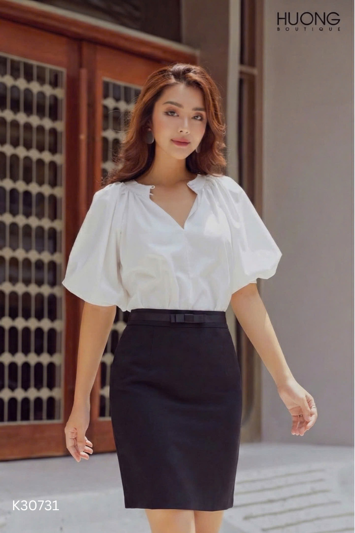 Chân váy HƯƠNG BOUTIQUE đen nơ